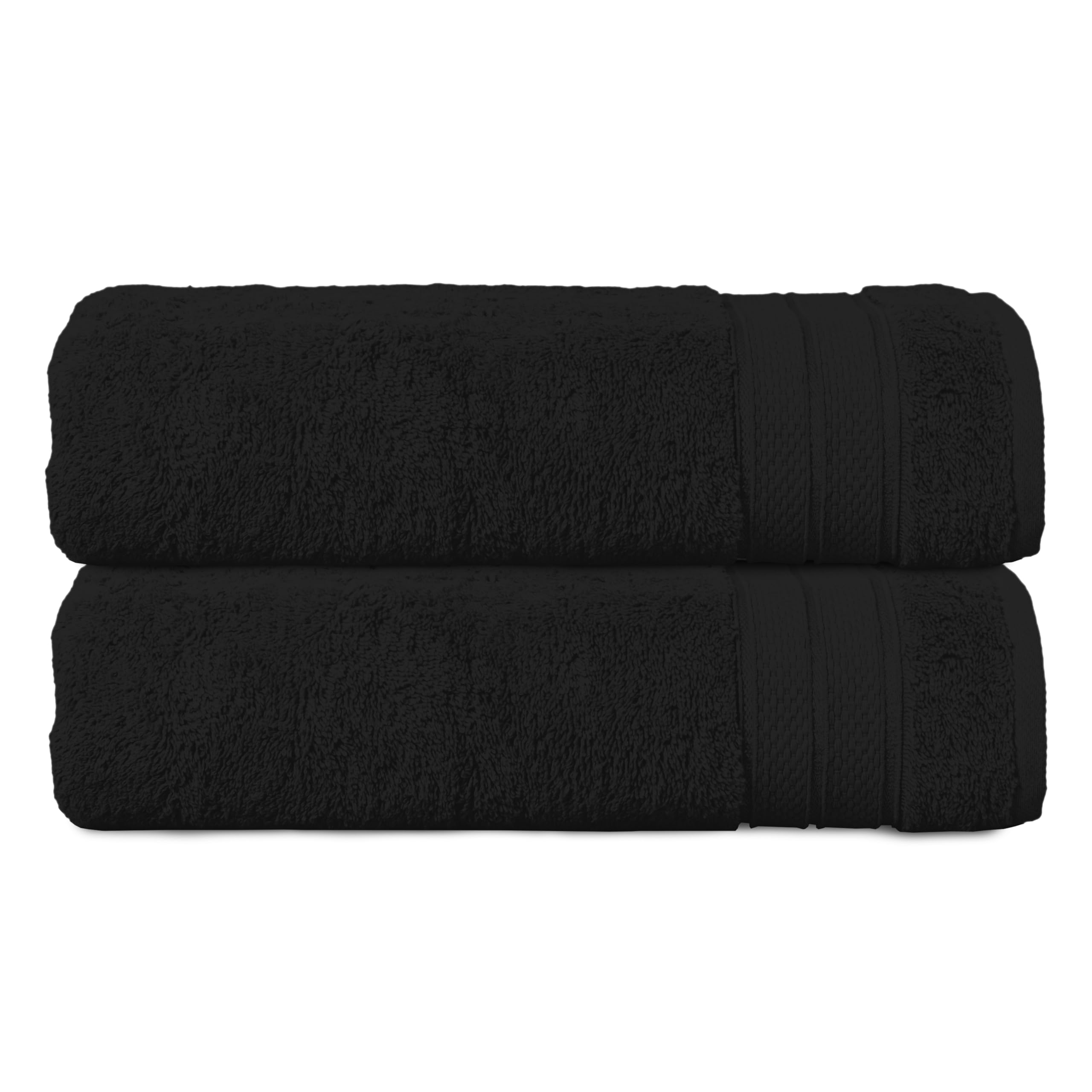 Elegant Comfort Three Line Popcorn Towel Set for Bathroom 27 x 54 inches, Premium Hotel Quality 2-Pack Bath Towels, 100% Turkish Cotton, Soft and Durable, Quick Dry and Highly Absorbent, Black