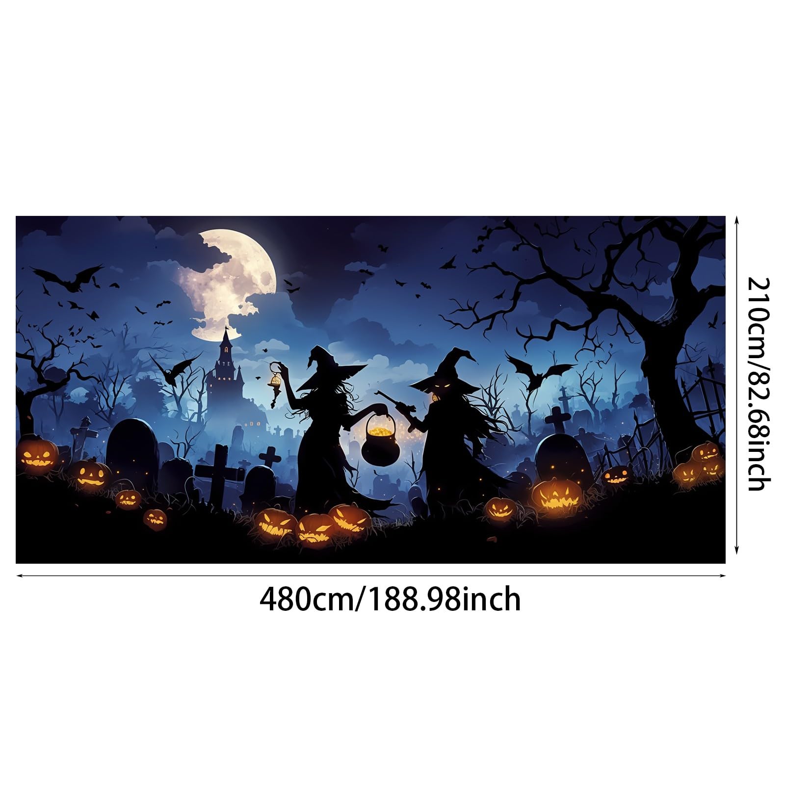 Letrero de Halloween para puerta de garaje para exteriores, escena grande con murciélagos y fiesta de vacaciones