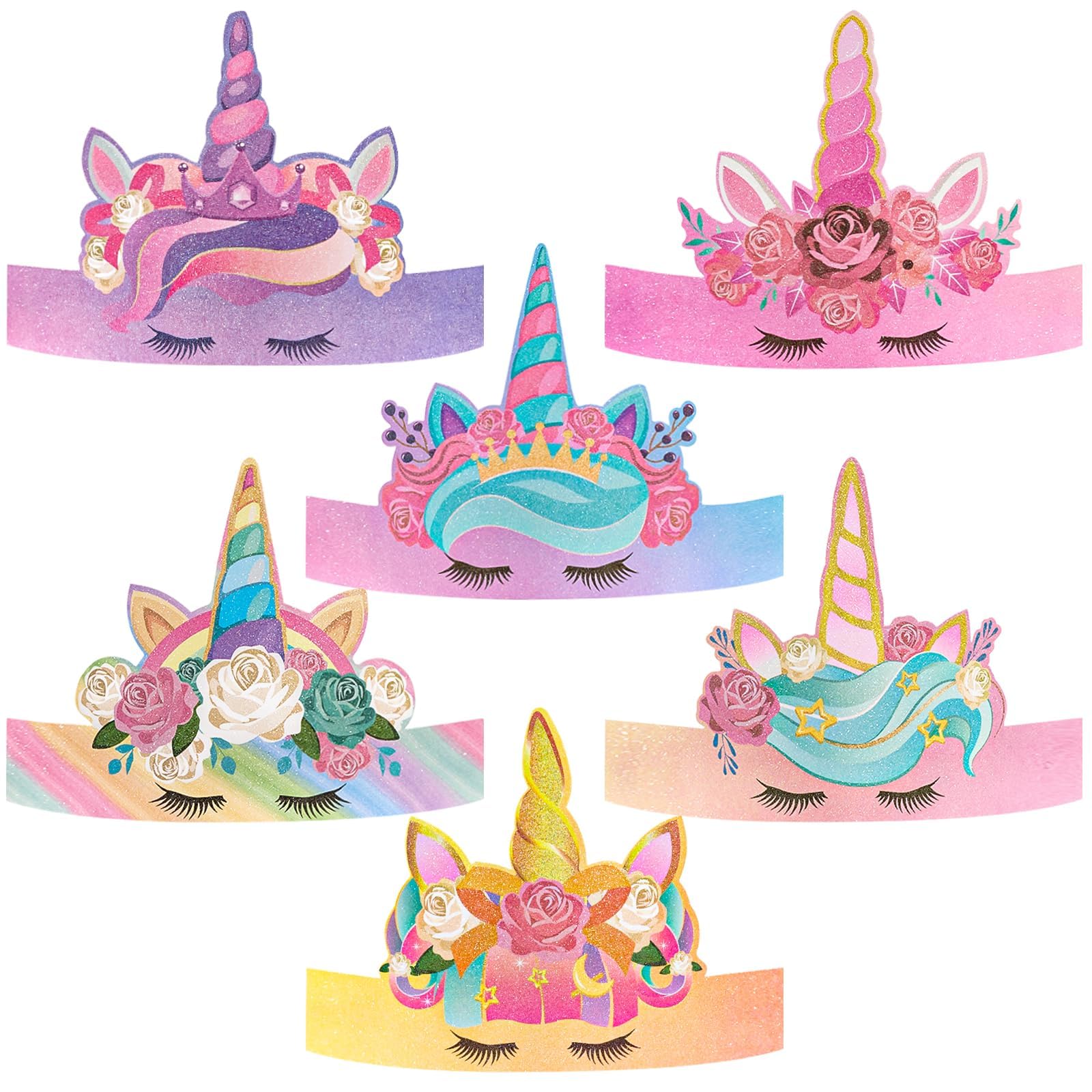 WERNNSAI Unicorn Party Crowns Unicorn Birthday Party Supplies for Girls