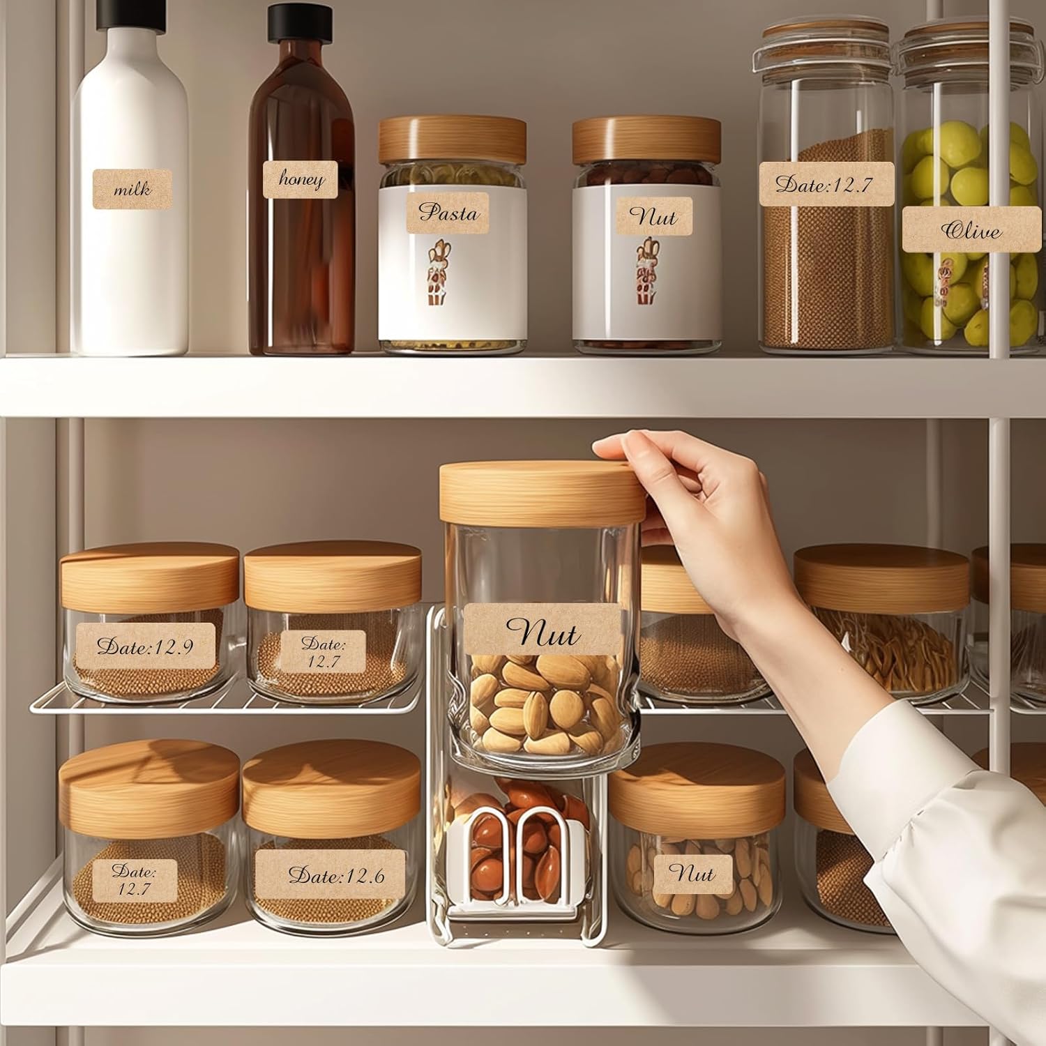 Kraft Label Stickers Removable Writable Gift Labels, Self-Adhesive Brown Labels for Essential Oil Bottle, Jars, Food Storage or Gift Decoration (2 Size, 300 Sheet) - Image 5