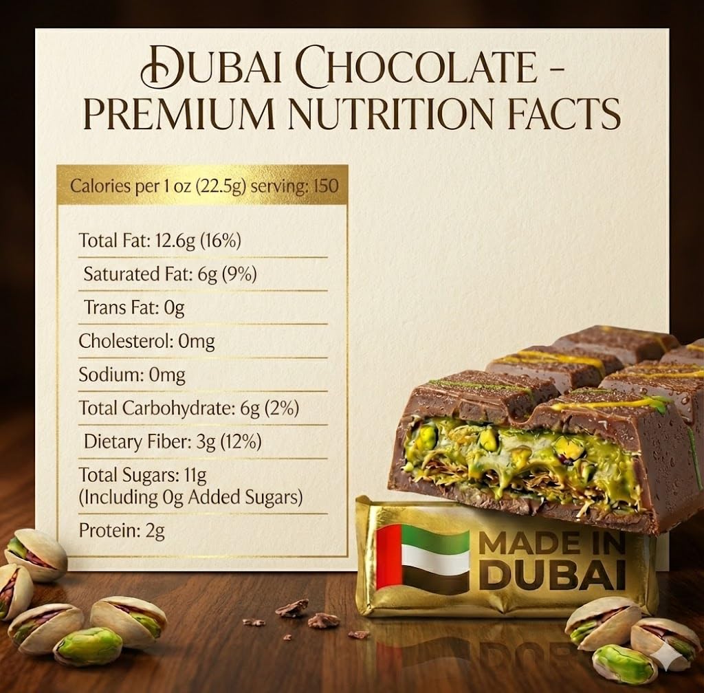 Dubai Chocolate Kunafa with Pistachio – 6.53oz (185g) – Premium Imported Dessert – 100% Authentic Taste – Ideal Gift (185 grams)