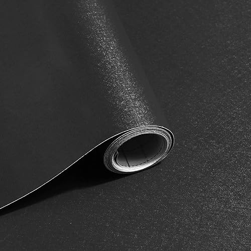 Miniatura 1 de Papel tapiz negro para despegar y pegar, papel de contacto negro de 17.7 x 118.1 pulgadas, papel tapiz autoadhesivo con textura mate, extraíble,