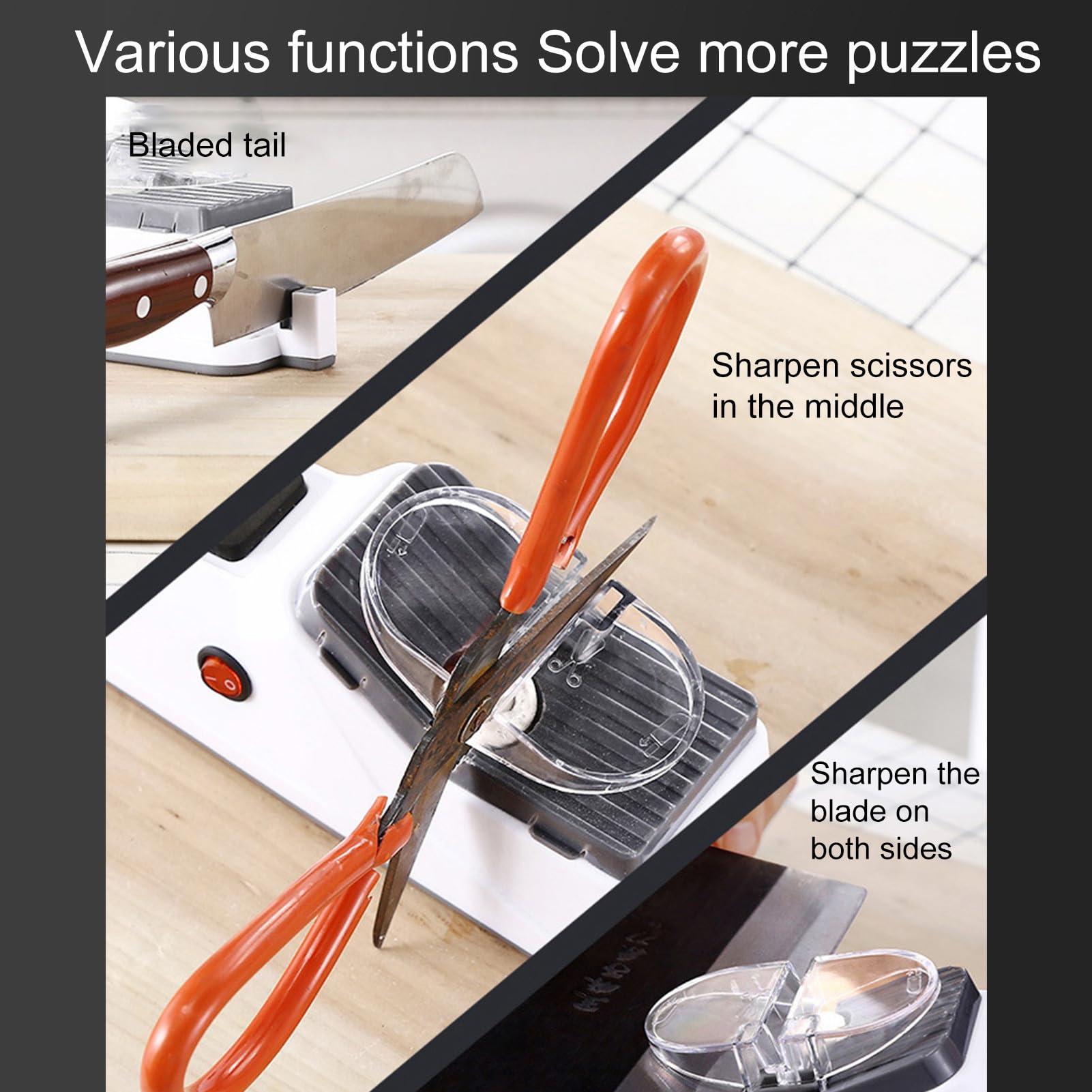 Aiguiseur de couteaux électrique : outils de chef de qualité, lame culinaire, maison, couverture de sécurité, bord | Affûtage et polissage rapides des couteaux pour la cuisine