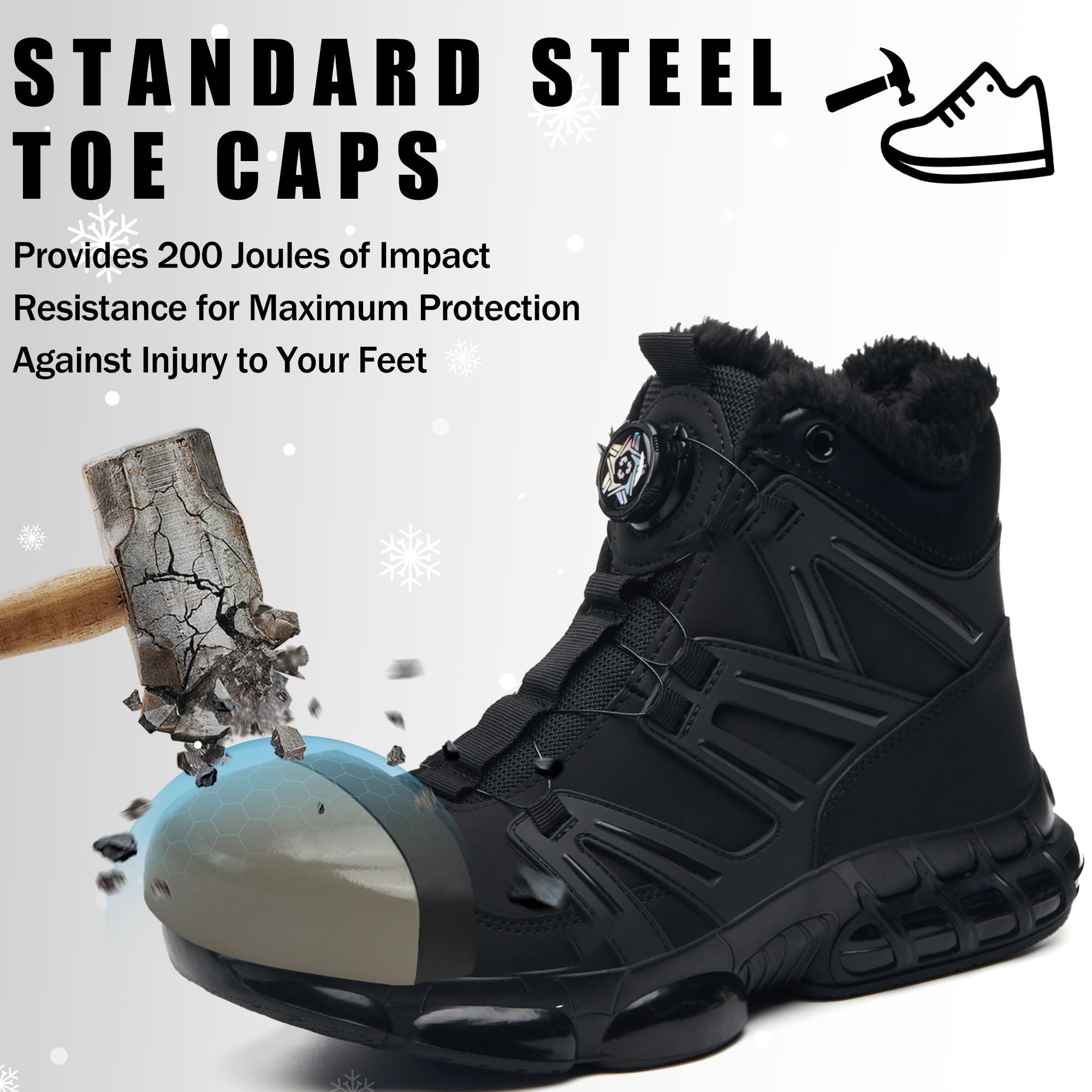 Botas de Seguridad para Hombre Mujer Invierno Impermeable Botas de Trabajo con Punta de Acero Colchón de aire Zapatos de Seguridad de Caña Alta Ligeras 36-47 EU