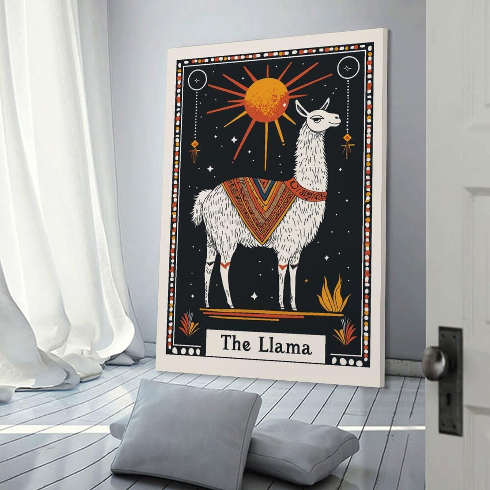 Junmoney Canvas Wall Decor The Llama Card, 12x18inch(30x45cm), for Living Room, Bedroom, Office Or Hallway, Decorative Artwork with Broad Appeal