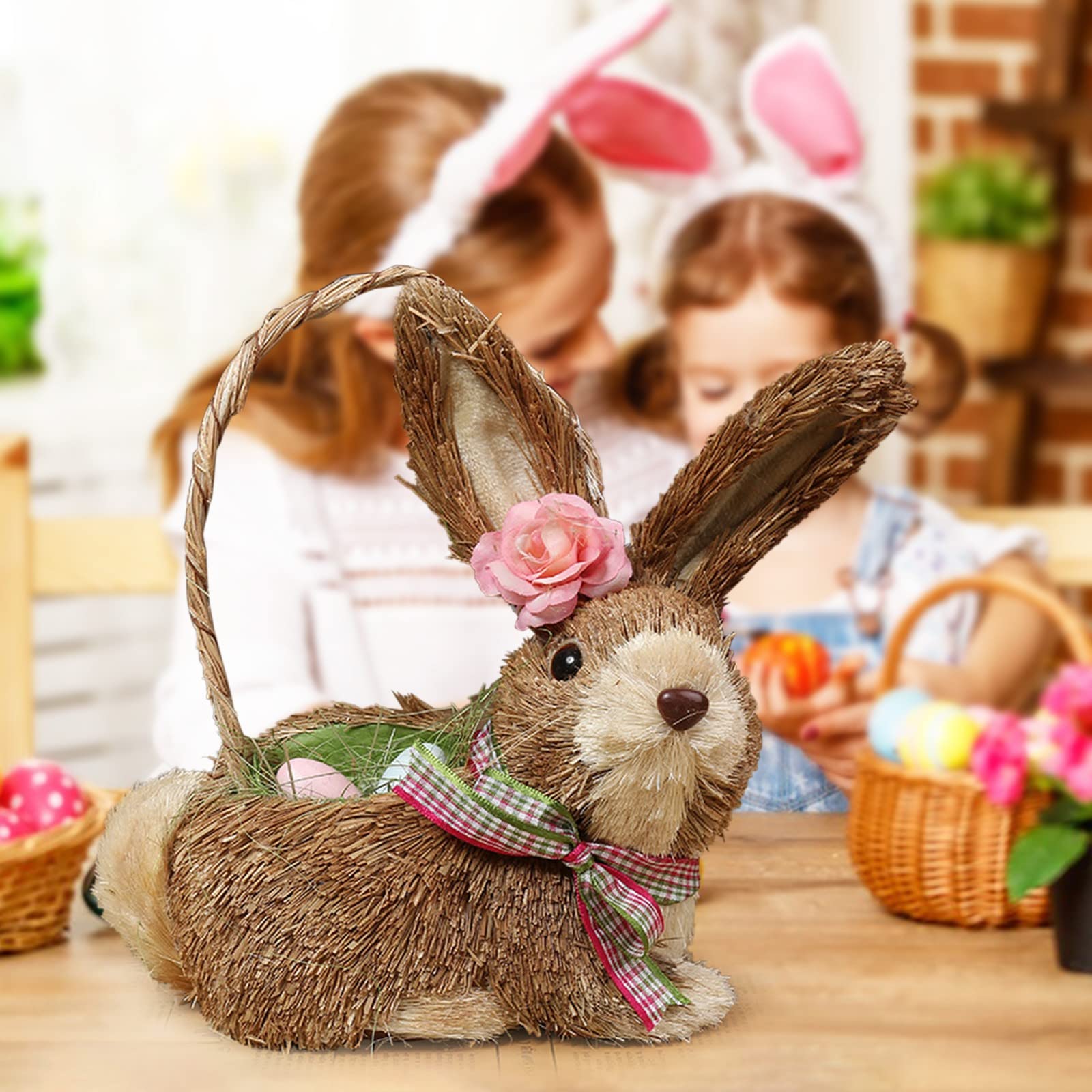 かわいいわらウサギイースターデコ手作 かわいいわらウサギイースターデコ手作