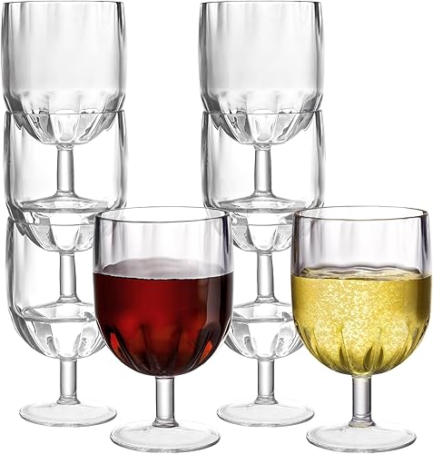 Suwimut Juego de 8 copas de vino de plástico irrompibles de 12 onzas, vasos apilables para vino y agua, vasos reutilizables inastillables para