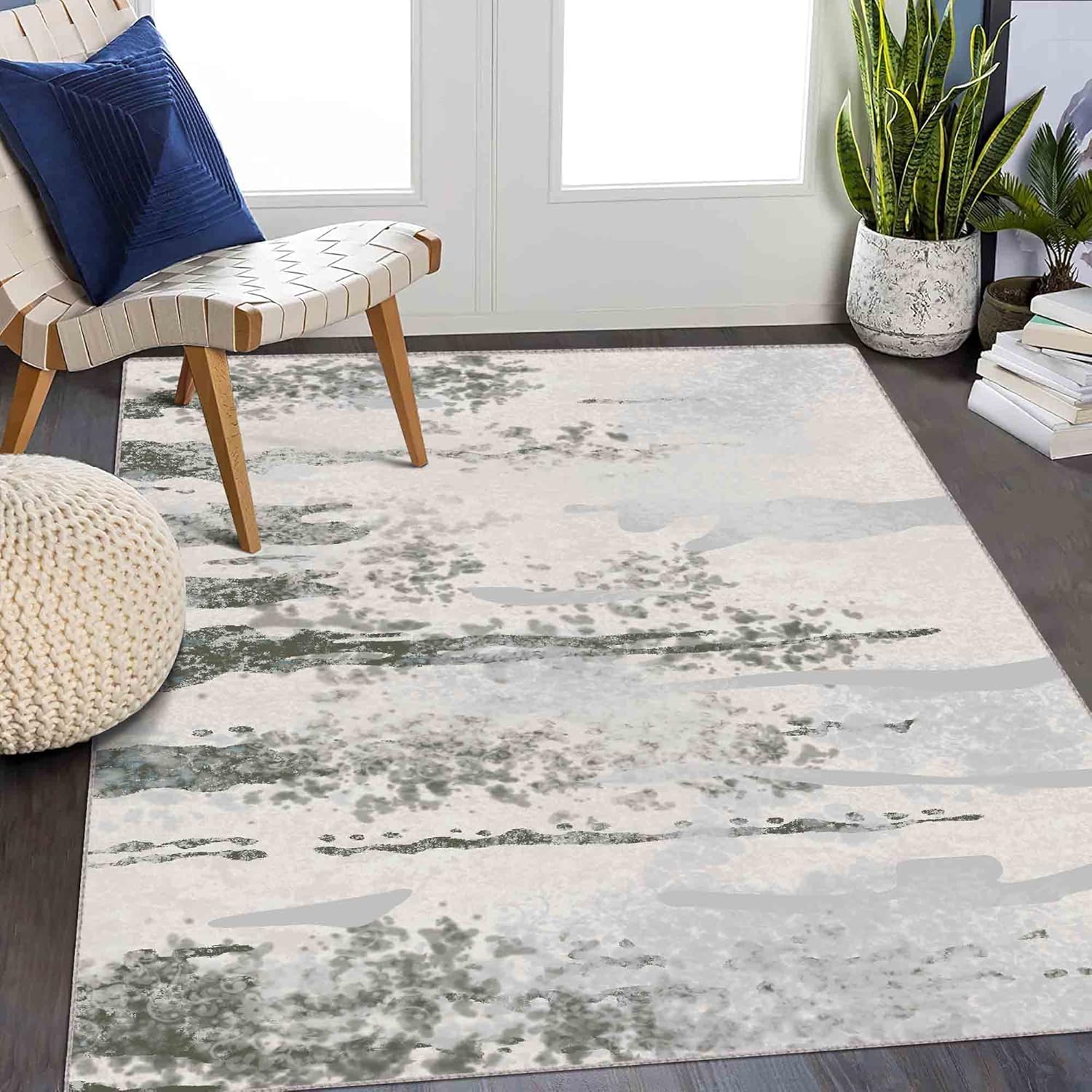 vivorug Washable Rug, Ultra Soft Area Rug 3x5, Non Slip Abstract Rug