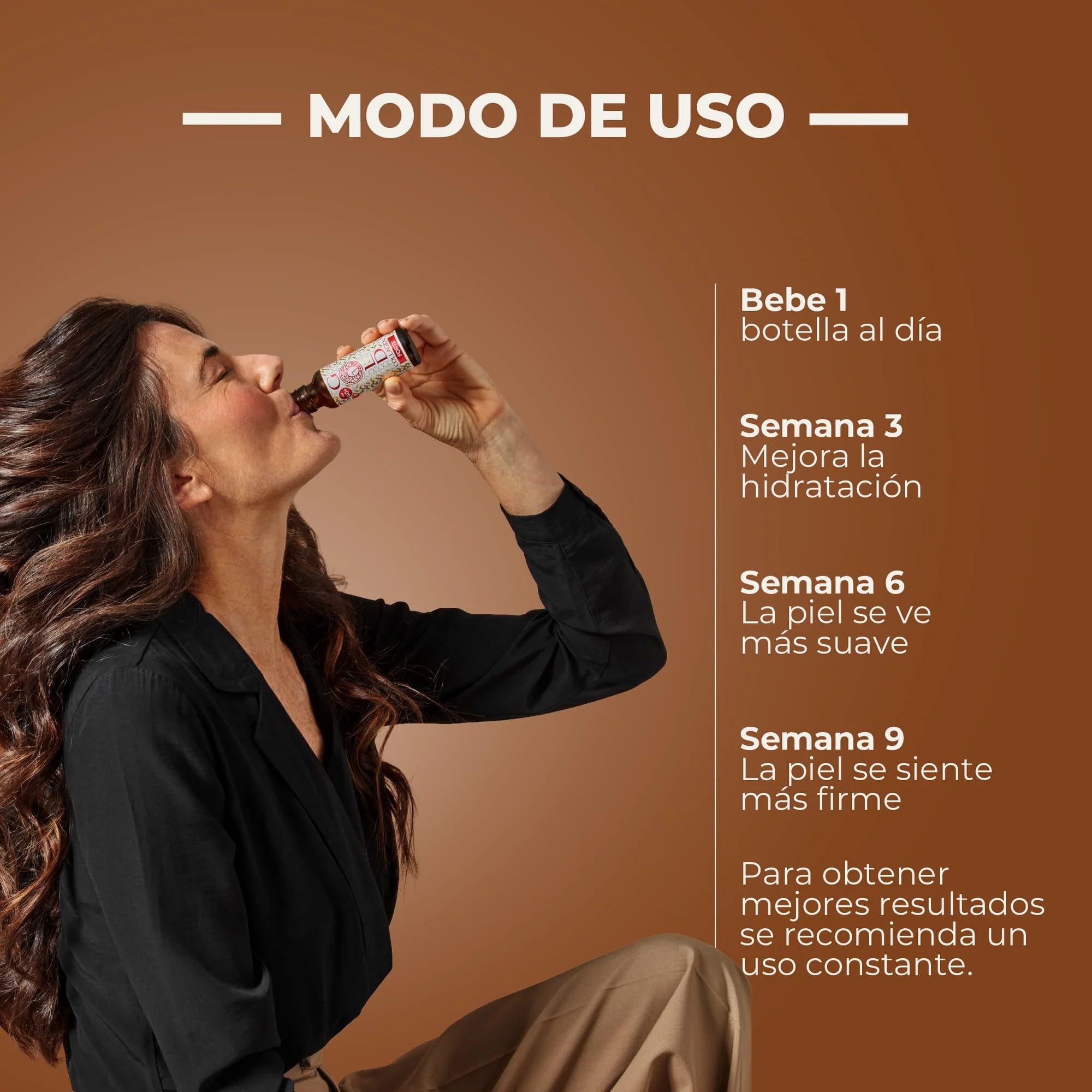 GOLD COLLAGEN Forte - Complemento de Colágeno Marino Hidrolizado Antiarrugas para Sistema Inmunitario con Vitamina C y Ácido Hialurónico, Biotina para el Cabello Piel y Uñas 1 Caja 10 Botellitas 50 ml