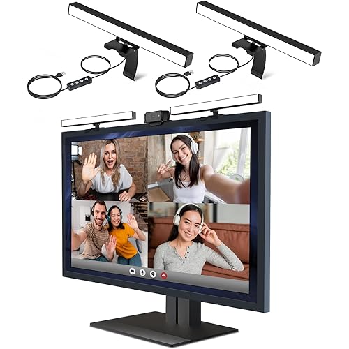 ALTSON 2-Pack Video Conference Lighting, Webcam Streaming Lights, LED Monitor Laptop Light for Zoom Meetings, Adjustable Brightness & Color Temperature, Monitor Light bar, Live Streaming