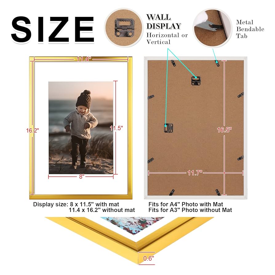 Amazon.co.jp: KINLINK A3 写真フレーム ゴールド 11.7 x 16.5