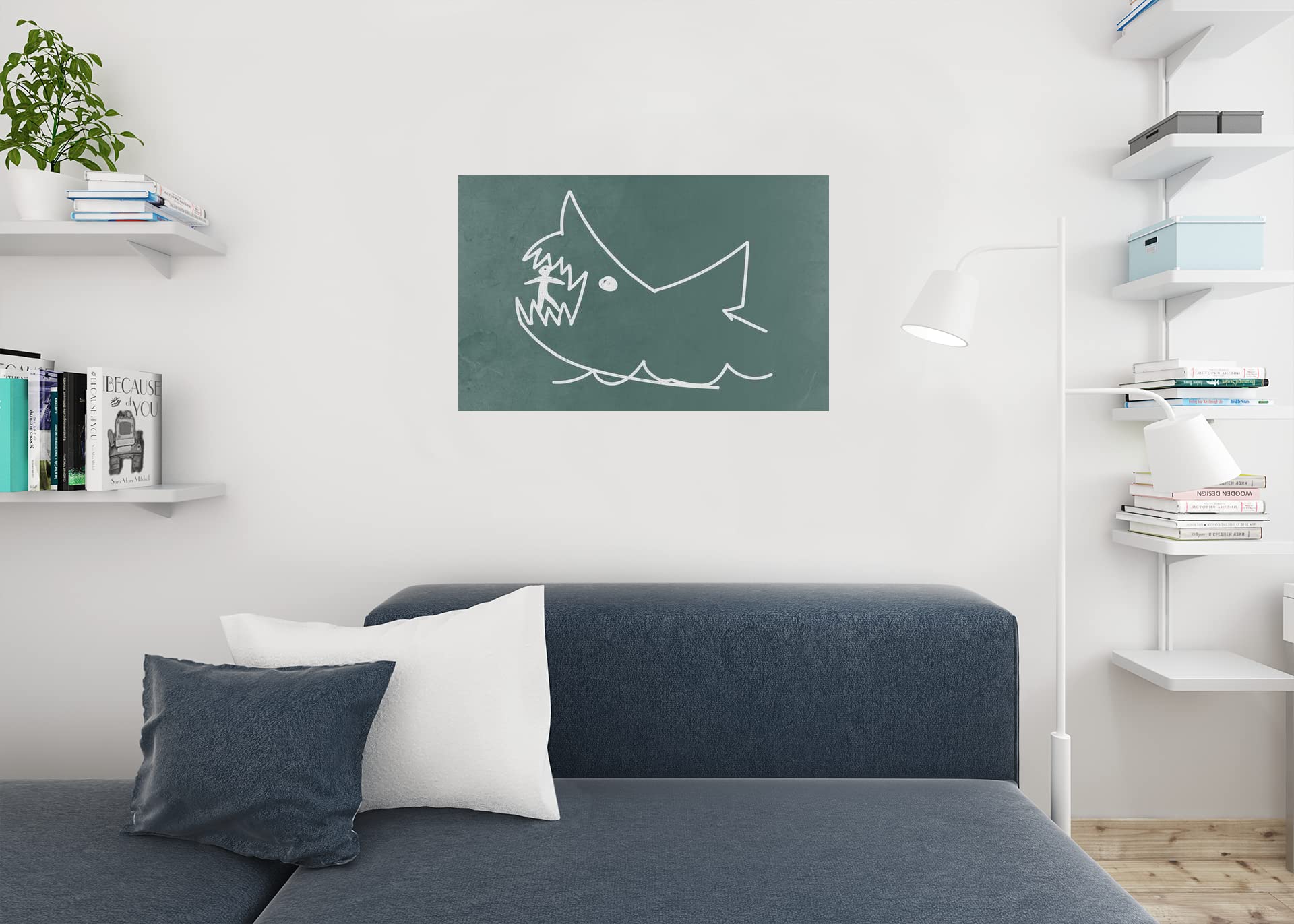 Amazon.com: Bad Fish Shark Chalkboard Drawing Stick Figure