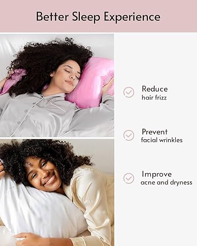 Miniatura 2 de Yanideer Funda de almohada de satén para cabello y piel, con banda elástica de viaje, fundas de almohada de satén de enfriamiento, funda de almohada