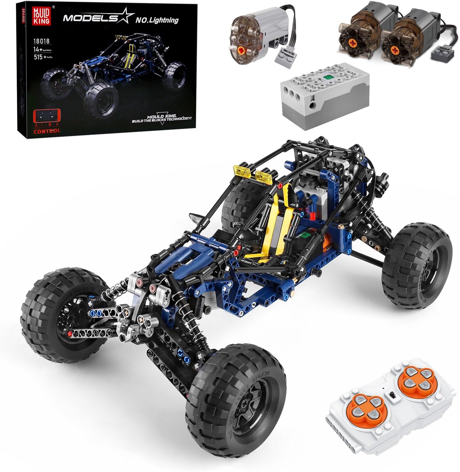Mould King 18018 RC Off-Road Building Car Toys, 515 Pieces Climbing Car Building Blocks Model Set with Motors, Remote/APP Control Car Building Set, Gift for Kids/Adult (WX18018-FZTUKYL)