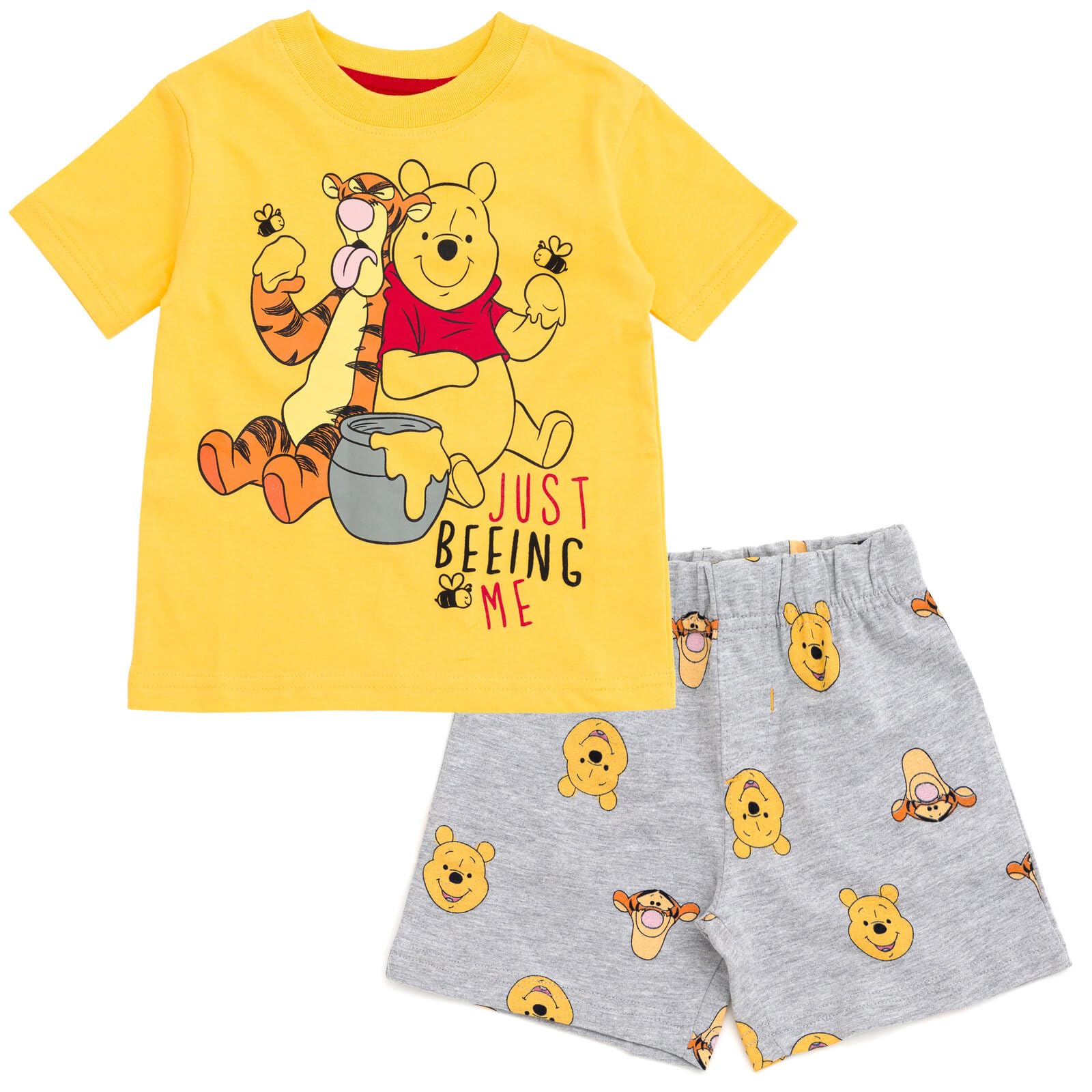 Disney Winnie the Pooh Mickey Mouse Tigger - Conjunto de camiseta y pantalones cortos de rizo francés para bebés y niños pequeños