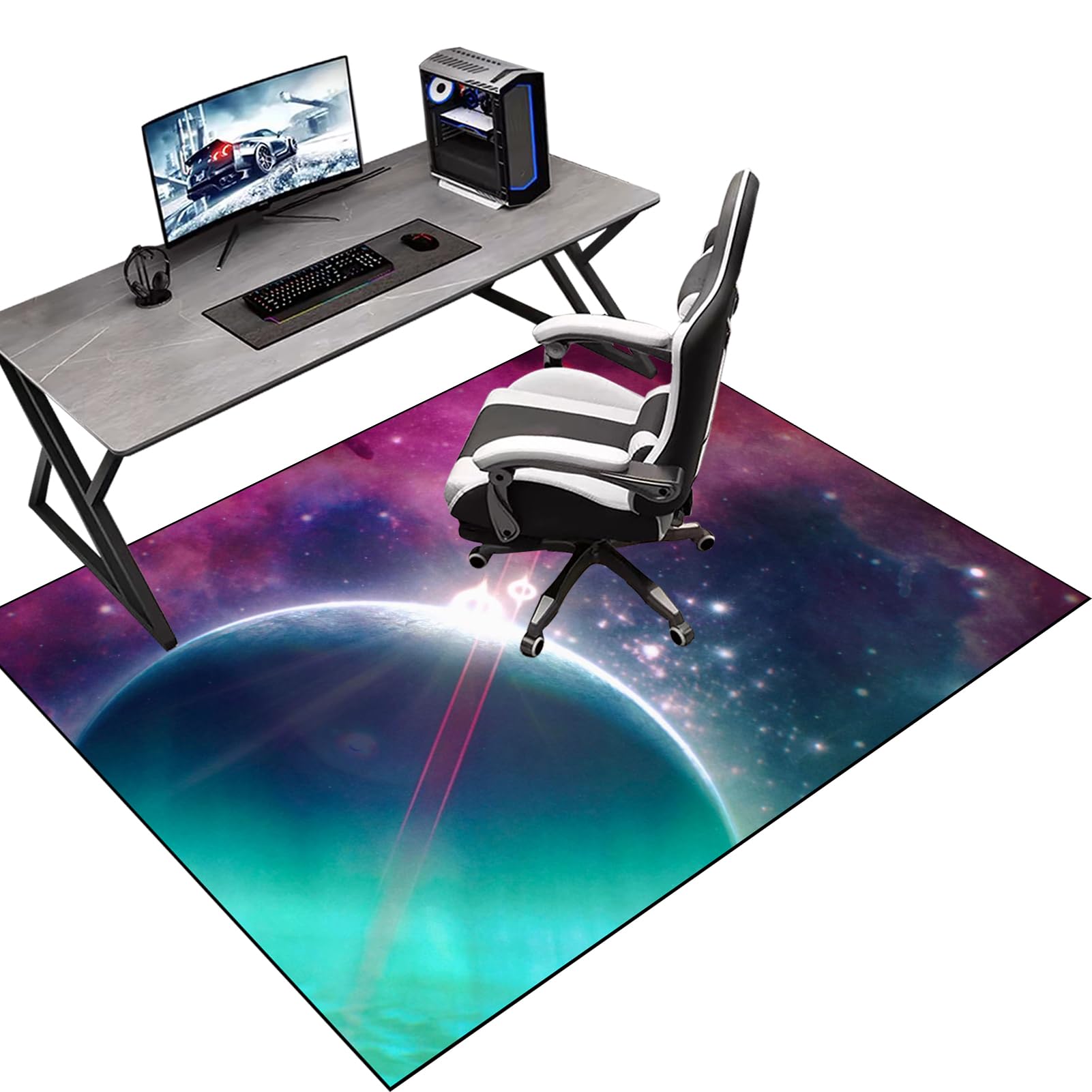 Protective Floor Protector Mat, Office Chair Mat for Carpeted Floor, Gaming Chair Mat Non-Slip, Chair Mat Carpet Protector for Low Pile Carpets, Floor Mat for Computer Desk Chairs 200 x 230 cm