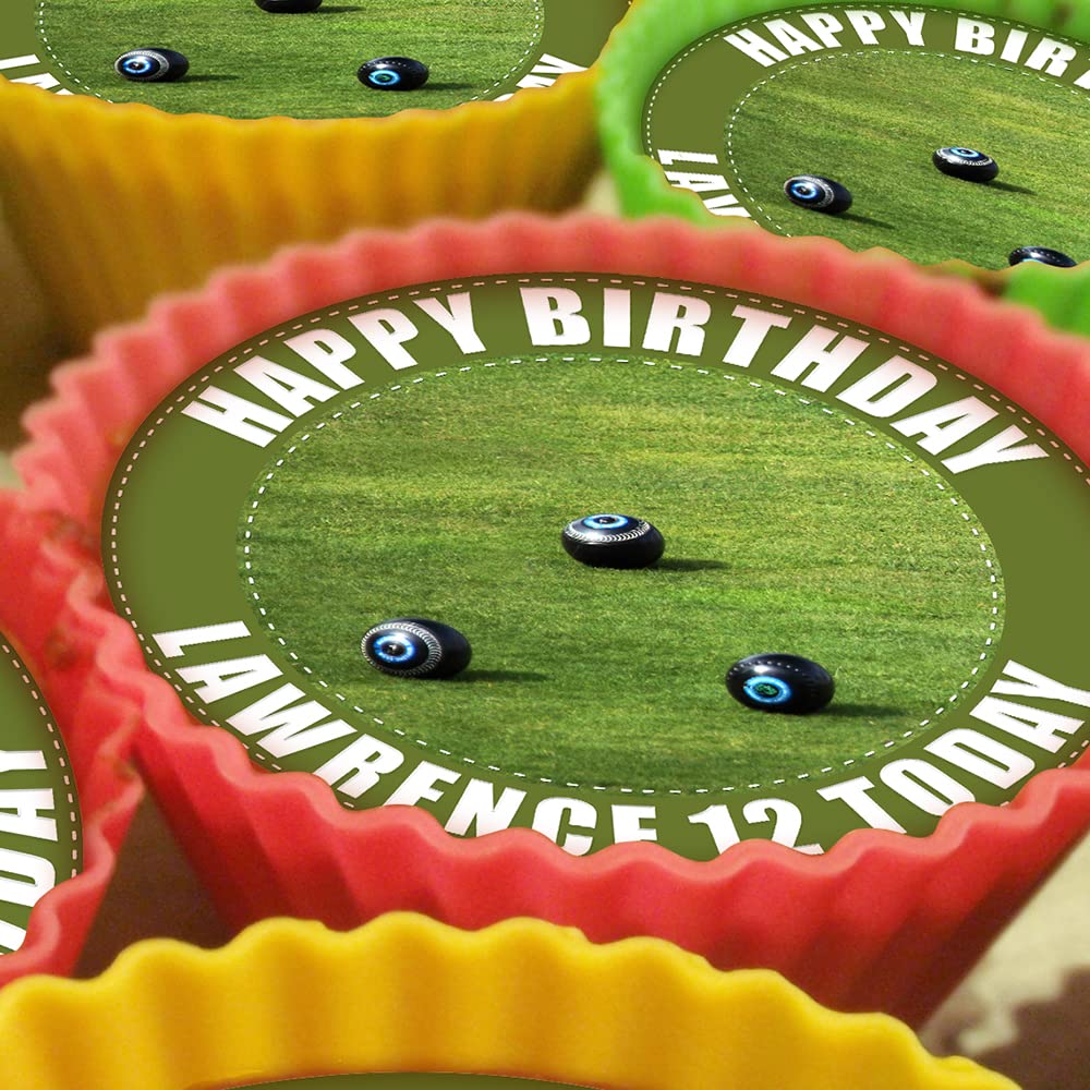 Lawn Bowls - 20 x 5cm Personalised Edible Cupcake Toppers on Premium Icing
