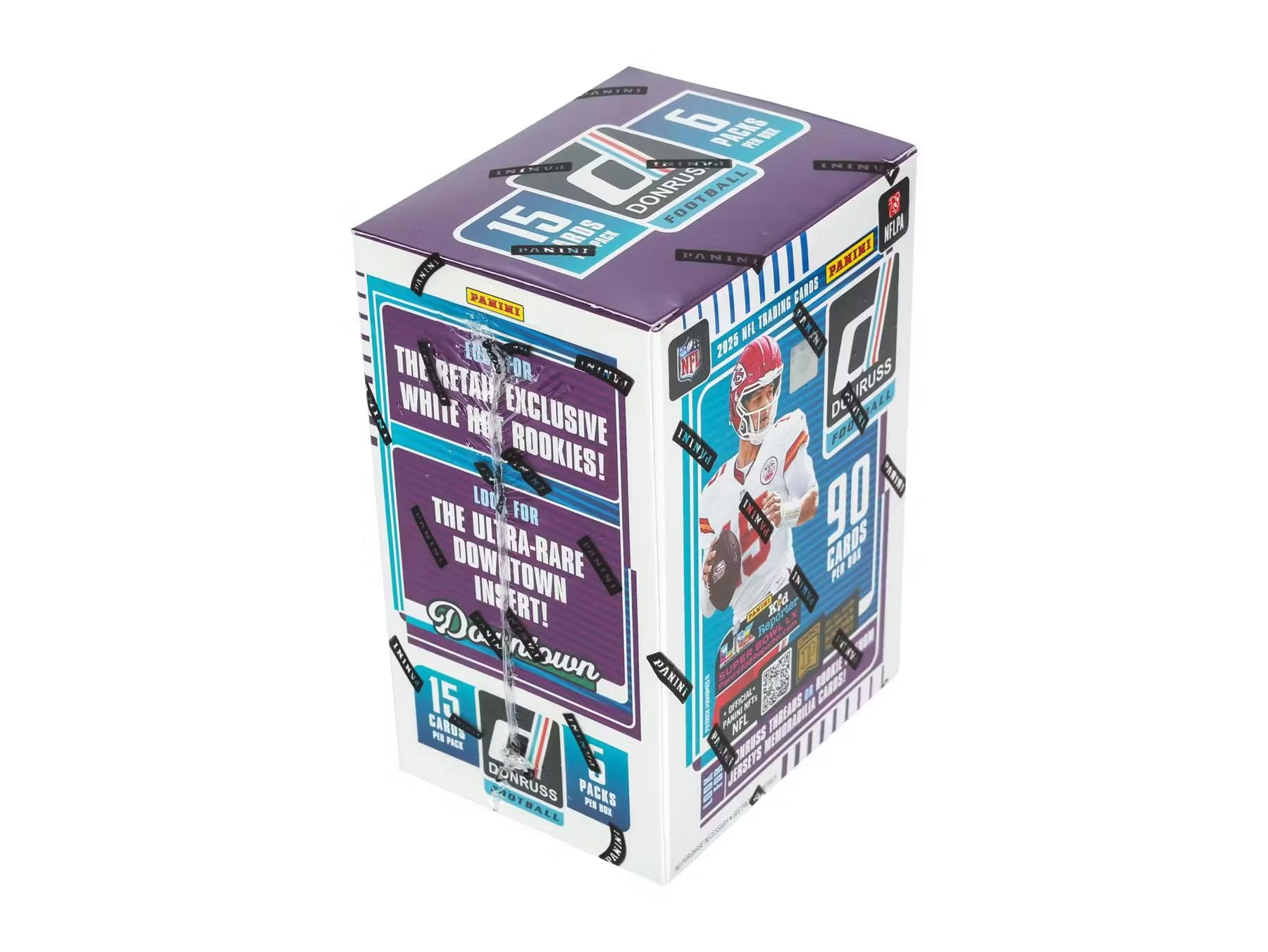 2025 Panini Donruss Football - Caja de 6 tarjetas coleccionables Blaster (1 inserto de recuerdo o revolución por caja)