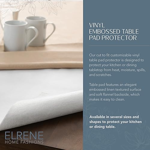 Miniatura 10 de Elrene Home Fashions Protector de mesa de lujo resistente acolchado con respaldo de franela, 52 x 120 pulgadas, color blanco