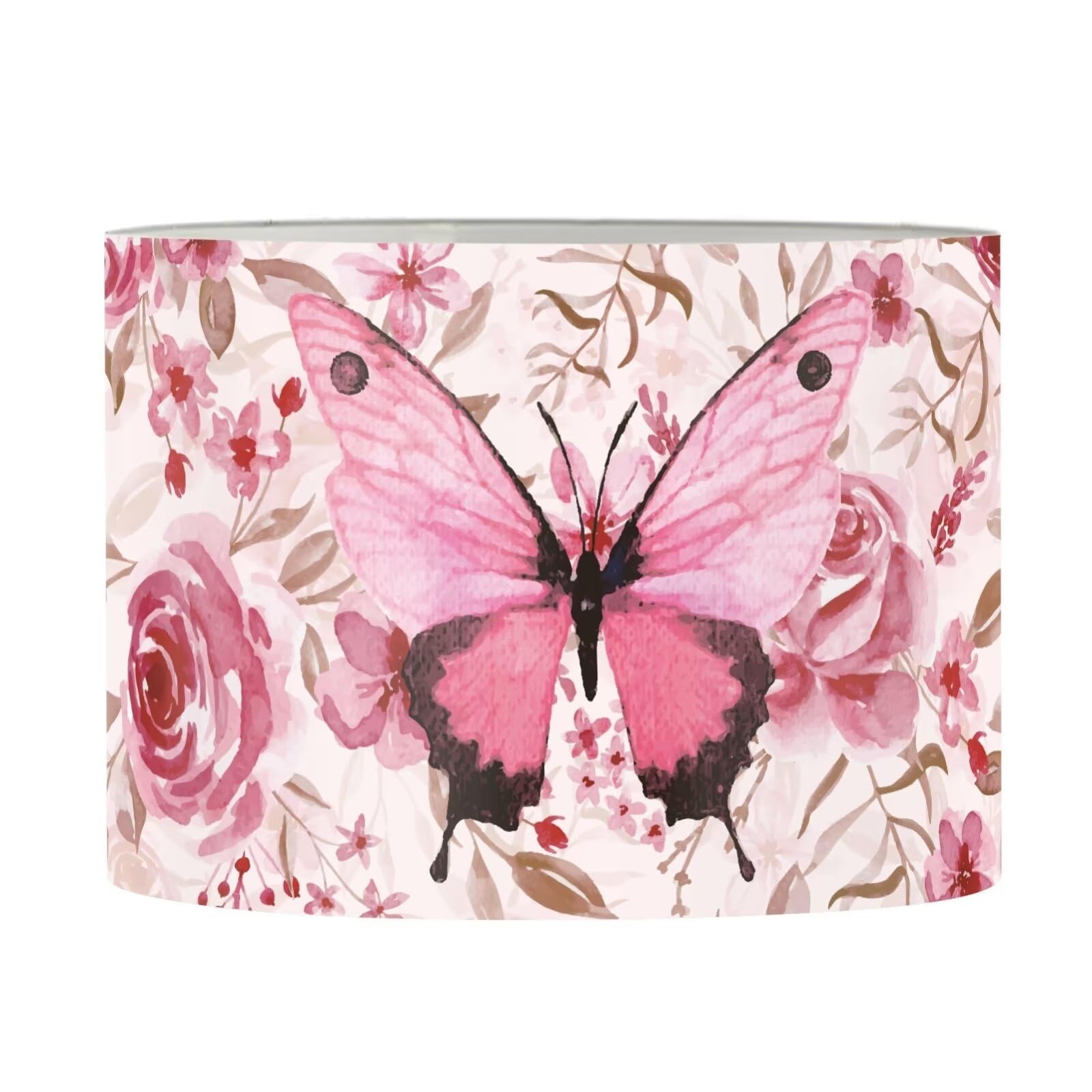 FANCOSAN Pink Floral Butterfly Home Decorative Lampshade Womens Romantic Heart Love Theme Chandelier Lamp Cover Replacement L — image 1