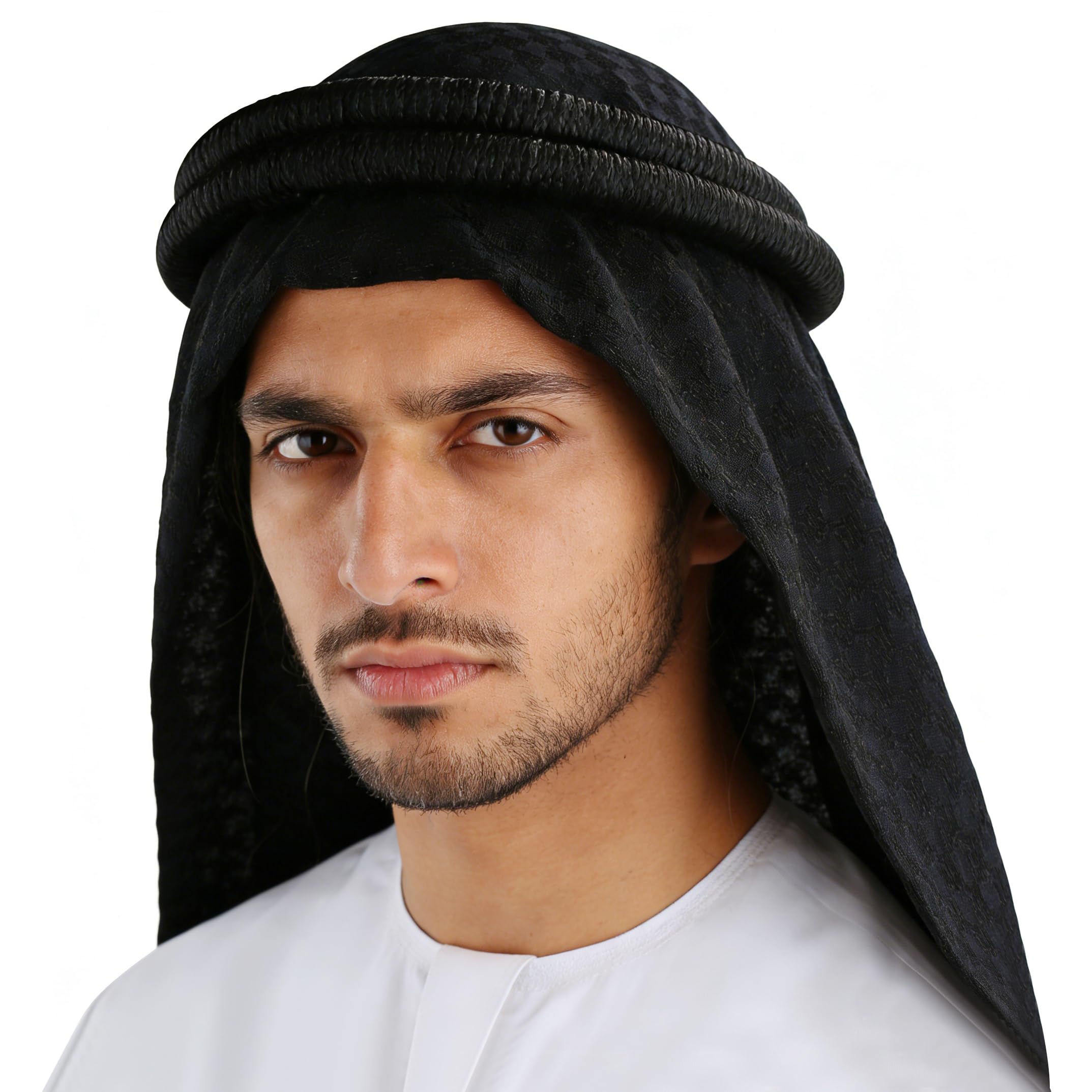 JIAHG Turban Homme Musulman Keffieh Traditionnel Indien Africain Arabe Dubaï Moyen-Orient Shemagh Coton Foulard de Tête Léger Doux Respirant Headwrap, 140 * 140 CM