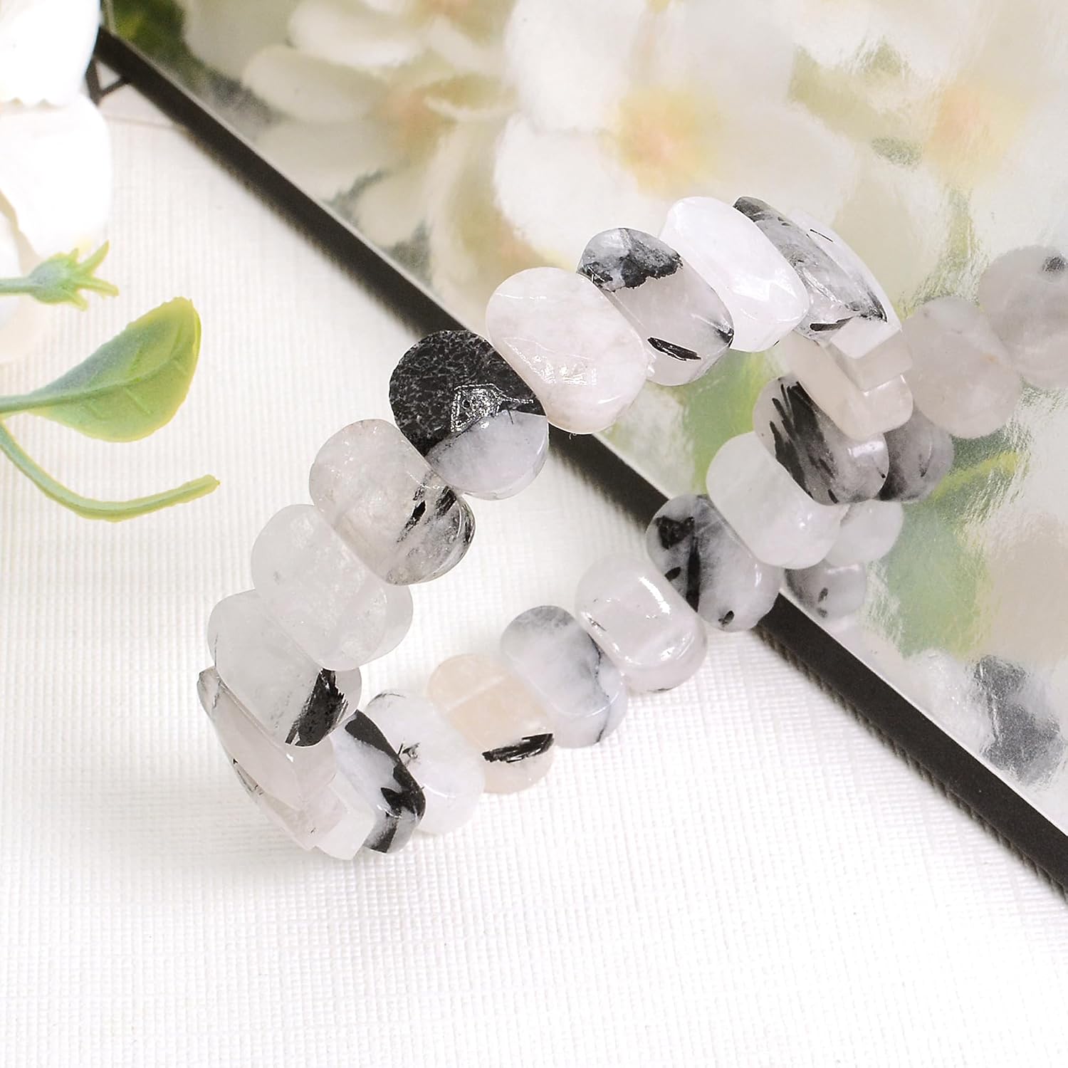 Justinstones Gem Semi Precious Gemstone 14mm Faceted Oval Beads Stretch Bracelet 7 Inch Unisex - Image 4