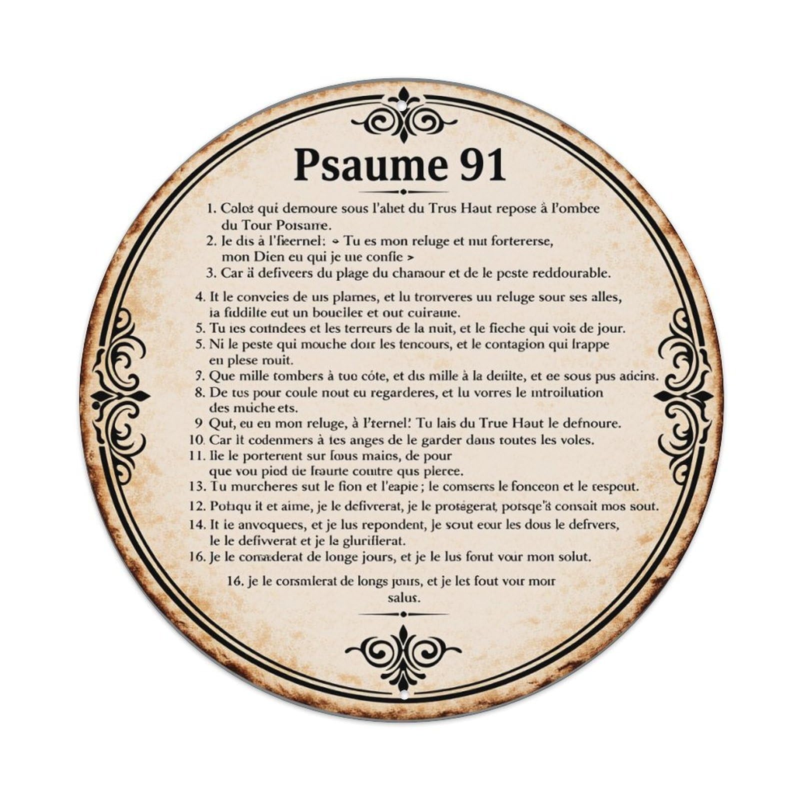 Psalm Text Circular Design Round Tin Sign Vintage Metal Sign Home Bar Garden Indoor & Outdoor Wall Decor Retro Metal Poster 8x8 Inch