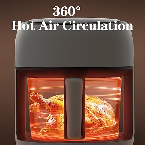Miniatura 5 de LJYLJH Horno freidora de aire de 45 L cocina eléctrica sin aceite de 1400 W con ventana de cocción transparente pantalla táctil digital freidora de