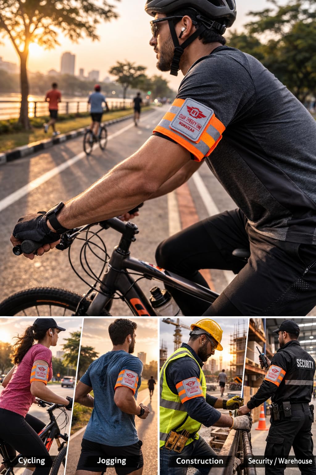 CLUB TWENTY ONE EN 20471 Reflective Safety Armband (Set of 2) for Arm & Calf | High Visibility HV Orange Stretch Band with Velcro | Ideal for Cycling, Jogging, Trenching & Night Outdoor Work 4