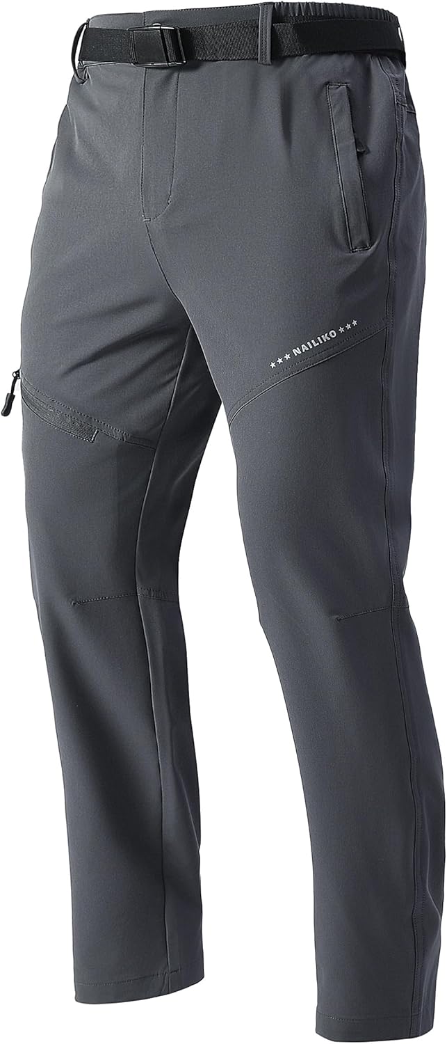 Men's Lightweight Hiking Pants Quick-Dry Waterproof Outdoor Cargo Pants with Stretchable Waist
