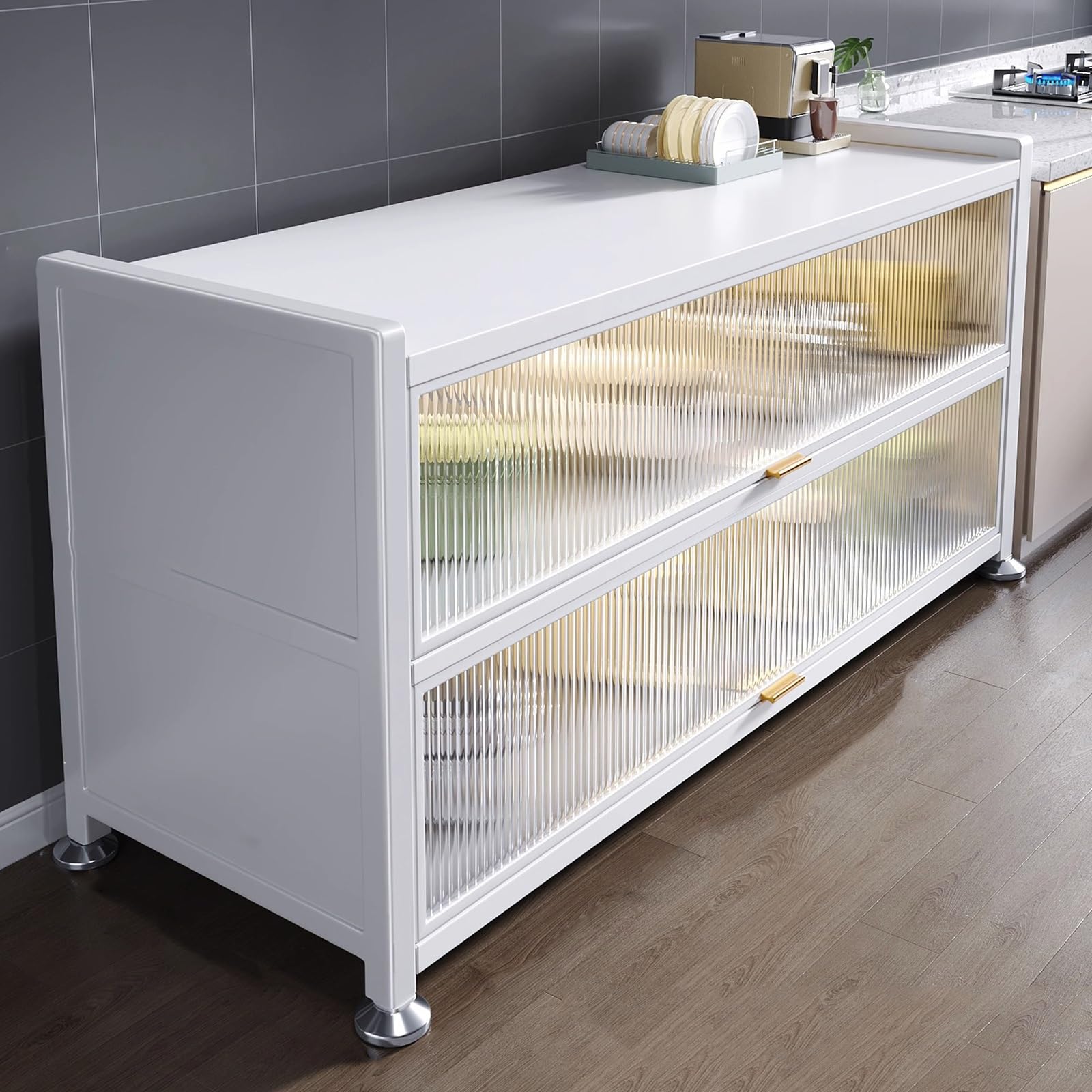 Mesa de preparación de cocina ideal para organizar tu microondas y recetas