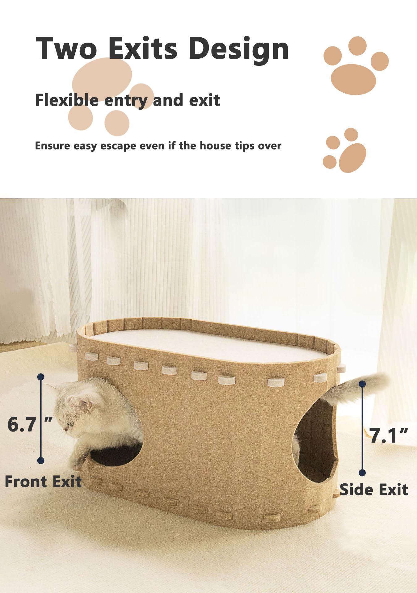 Dual-Layer Felt Cat Tunnel Bed – Cozy Donut Cave & Play Tunnel for Indoor Cats – Scratch-Resistant, Washable, Spacious Hideout for Kittens & Adult Cats
