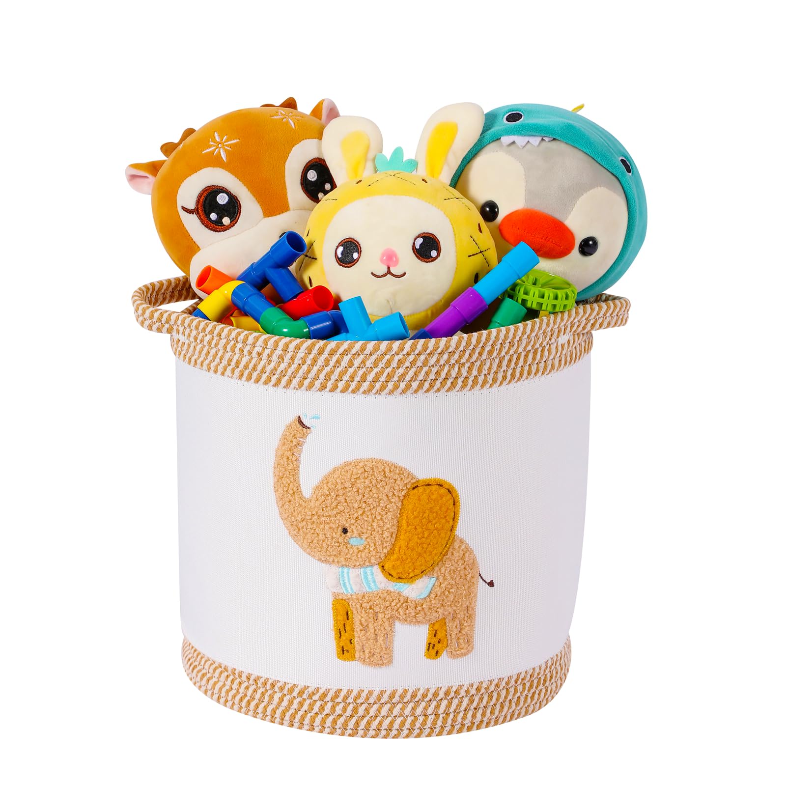 Ceste Portaoggetti per Bambini, Ceste Portaoggetti per Fasciatoio Neonato, Cesta Portabiancheria Bambini Pieghevole, Cesta Porta Coperte da Salotto, Cesta Biancheria Sporca, 30X30cm, Elefante giallo