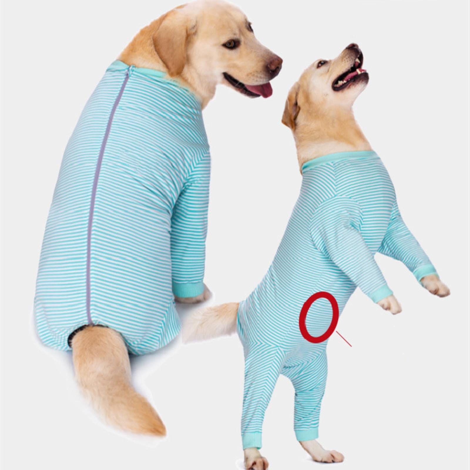 Grande cane Pigiama Dog Toorsie Stripes caldo maschio femminile pienamente coperto pancia per pigiami di cane di medie dimensioni