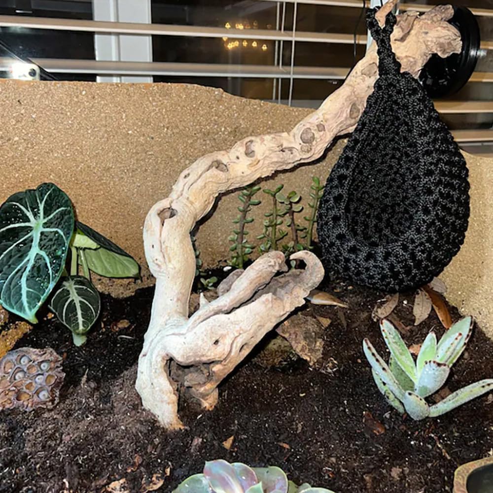 Reptiles Hammock, Bearded Dragon Swing Hanging Bed Hand-Woven Hanging Lounger for Small Pets Chameleons Lizards Geckos Hamsters - Image 2
