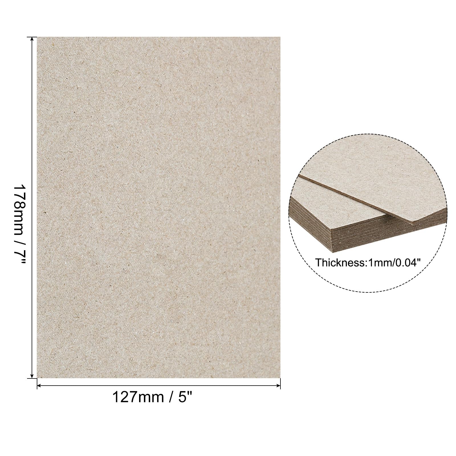 PATIKIL 7x5x0.04" Chipboard Sheets, 10Pcs Thick Book Board Binders Board Sturdy Bookbinding Supplies for Book Binding Cover Gray - Image 2