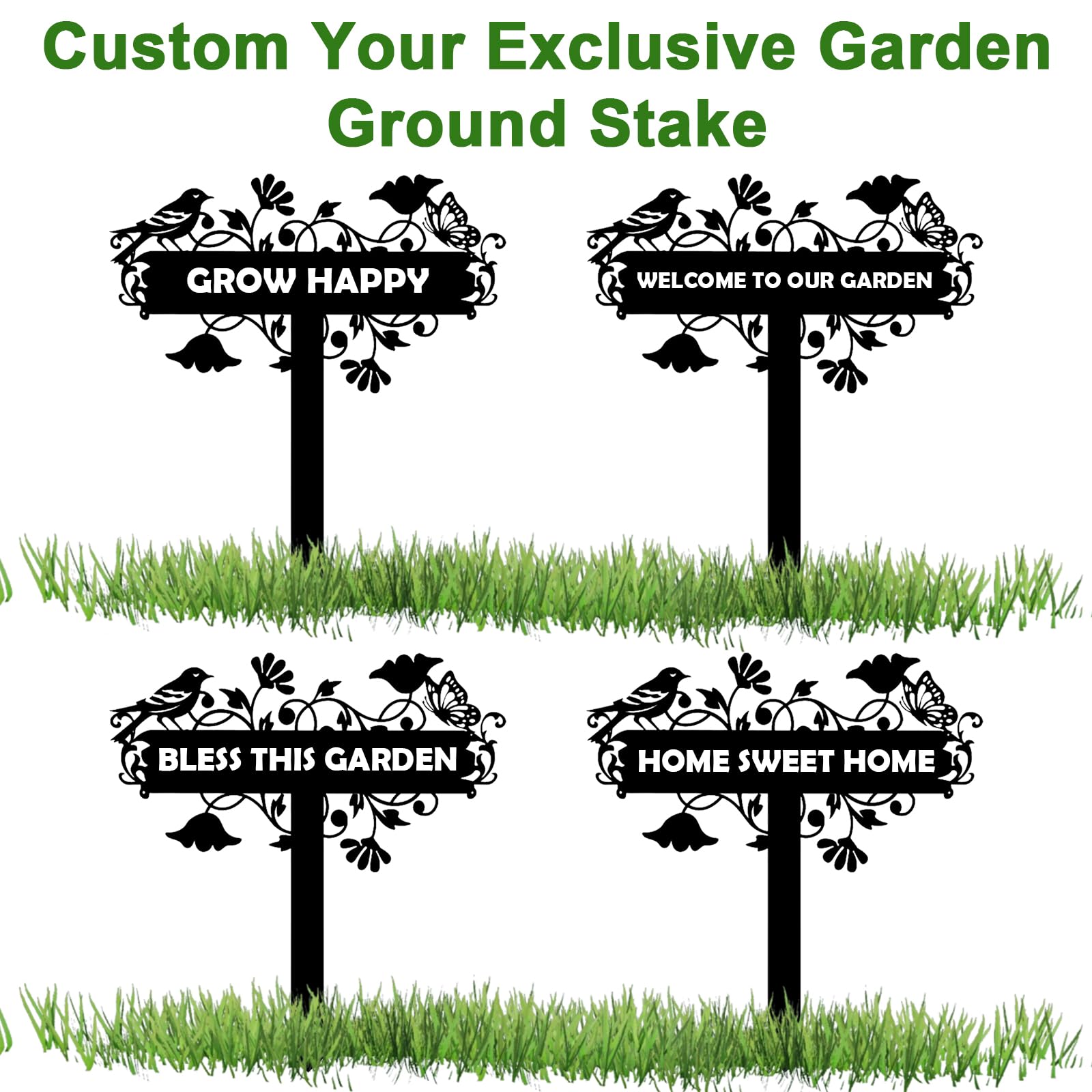 Cartello da giardino personalizzato in metallo con paletto – Targhetta nominale da esterno, segnaletica per piante – Regalo personalizzato per giardinieri, amanti della natura