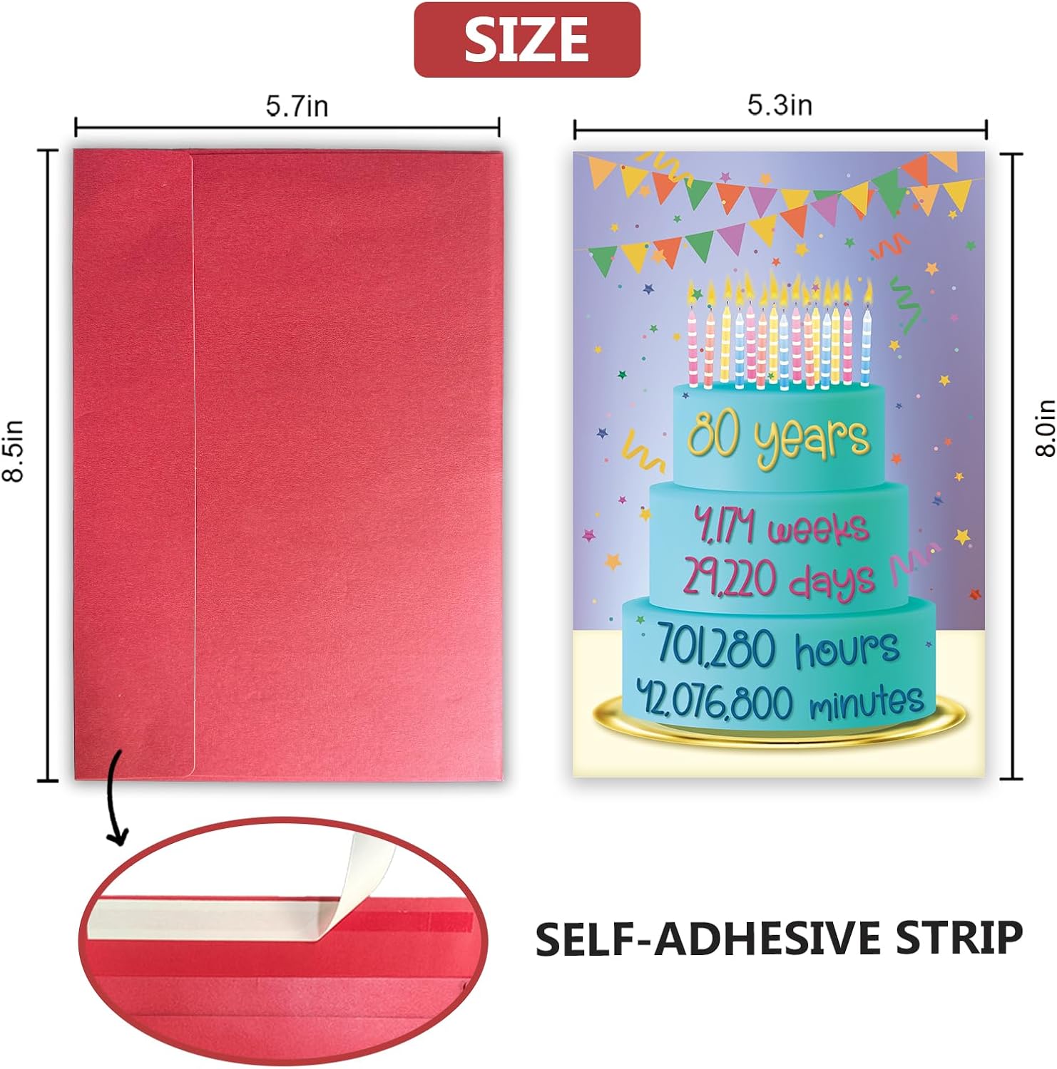 Funny 80th Birthday Card Gifts for Women Men, Happy 80th Birthday Decorations for Mom Dad Grandad Grandma, 80 Years Old Milestone Humor with Yearly Time Count - Image 2