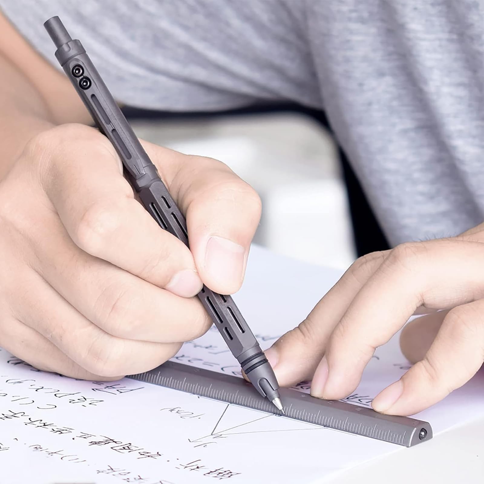 Regla de borde recto, regla de escala arquitectónica de metal de titanio, doble cara con cuentas de cerámica de alta dureza, ideal para proyectos de dibujo e ingeniería