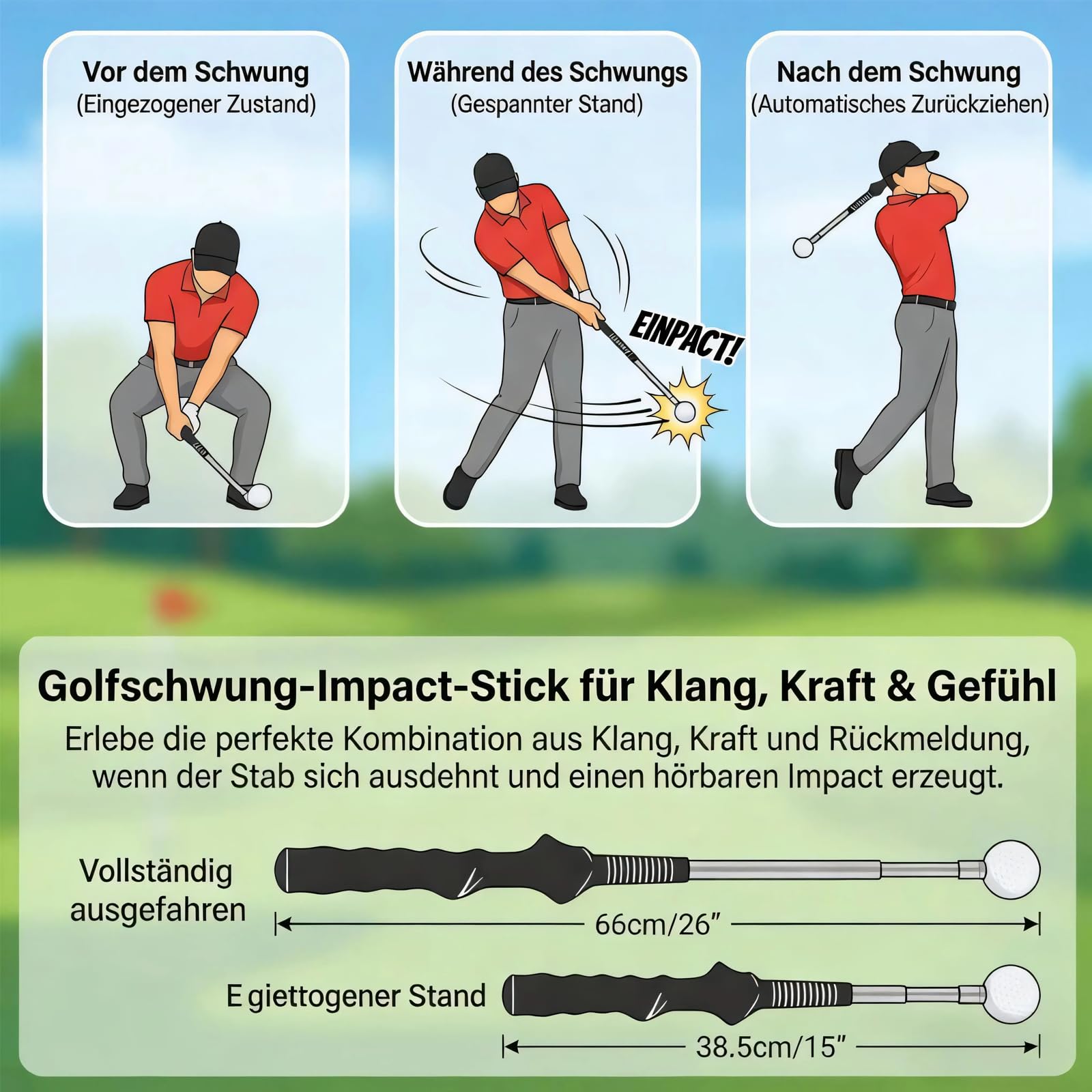 Ayuda retráctil de entrenamiento de golf, entrenador de swing de golf, entrenador de oscilación de golf telescópico para corrección de postura y entrenamiento de swing, ayudas de entrenamiento de golf