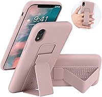 Vista 82 de Funda de silicona con soporte de LAUDTEC compatible con iPhone 7/8/SE, soporte de metal con soporte de pie vertical y horizontal, cubierta flexible