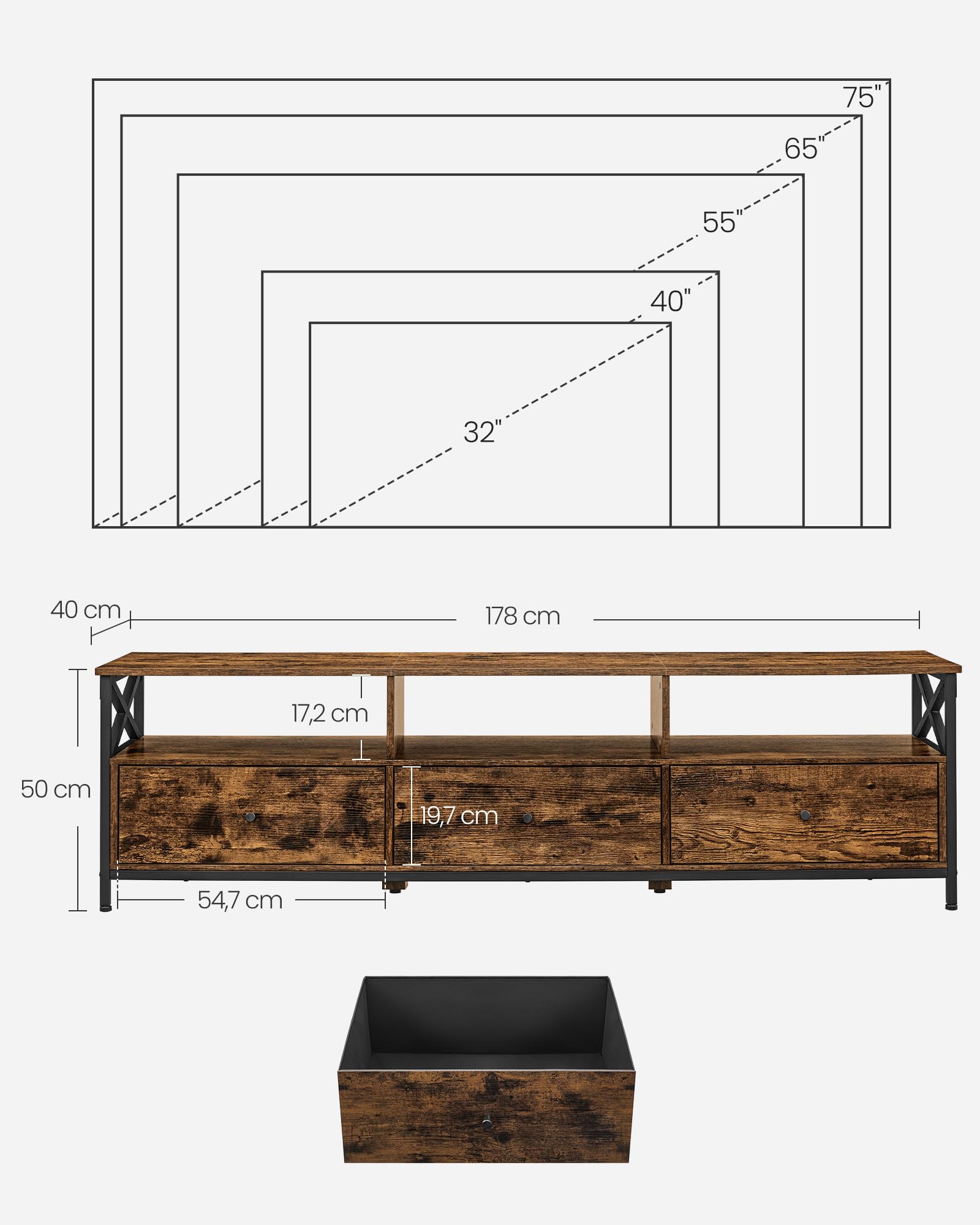 TV-Meubel, Lowboard, 200x45x35cm, Voor Tv's Tot 80, Elektrische Haard Hangend Zwart TV-Meubel, Lowboard, 200x45x35cm, Voor Tv's Tot 80, Elektrische Haard Hangend Zwart