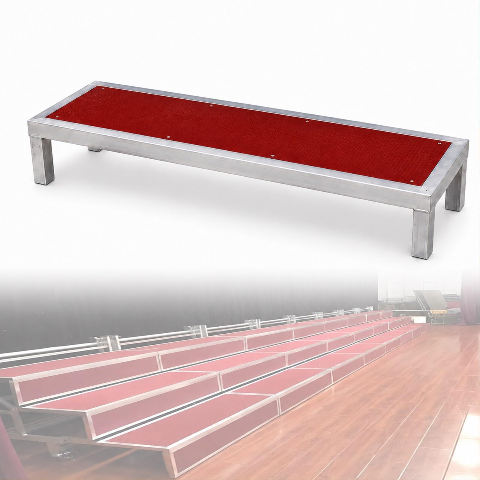 Pedana Portatile per Coro, Scalinata A 1/2 Livelli, Pedane per Coro Pieghevoli con Telaio Stabile, Alta Portata, Gradini Antiscivolo per Coro da Palco Concerto Teatro Aula Sala(all Red,1tier)