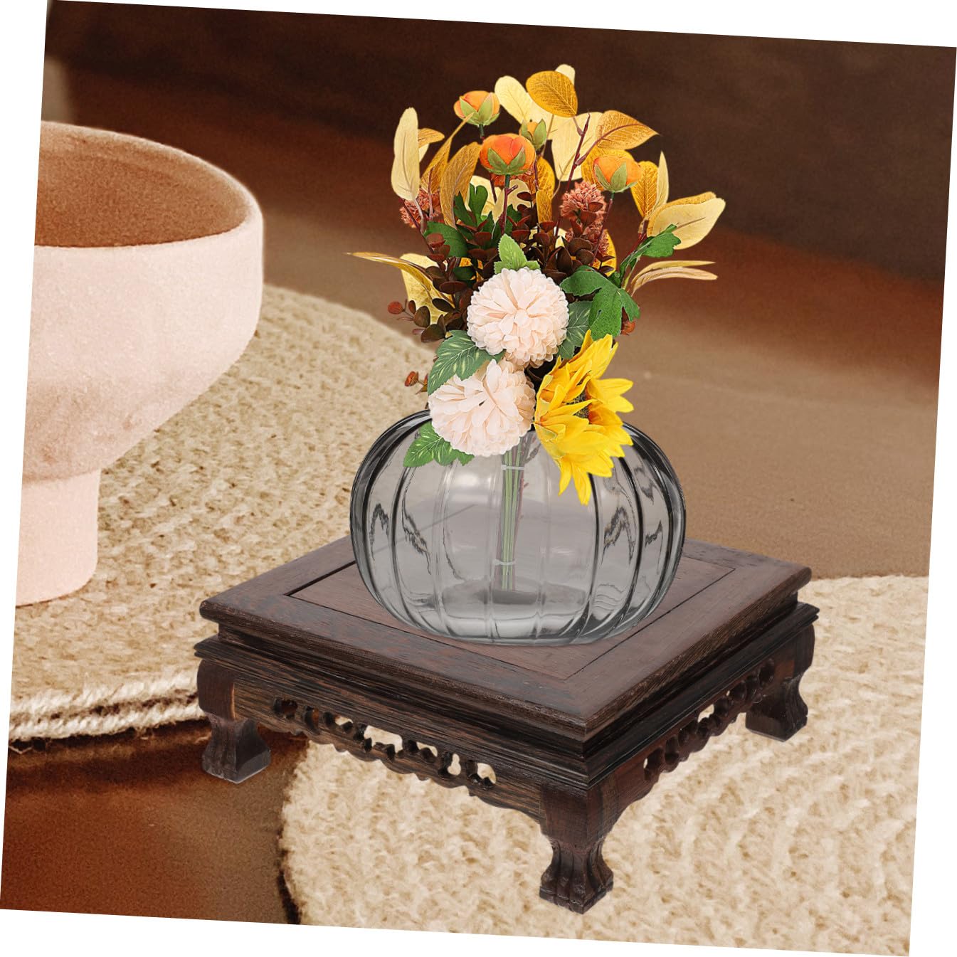 Cabilock Decoración De Mesa Pedestal de Madera Rectangular Decorativo hogar Pedestal de Madera múltiple jarrón de usos múltiples Florero De Madera
