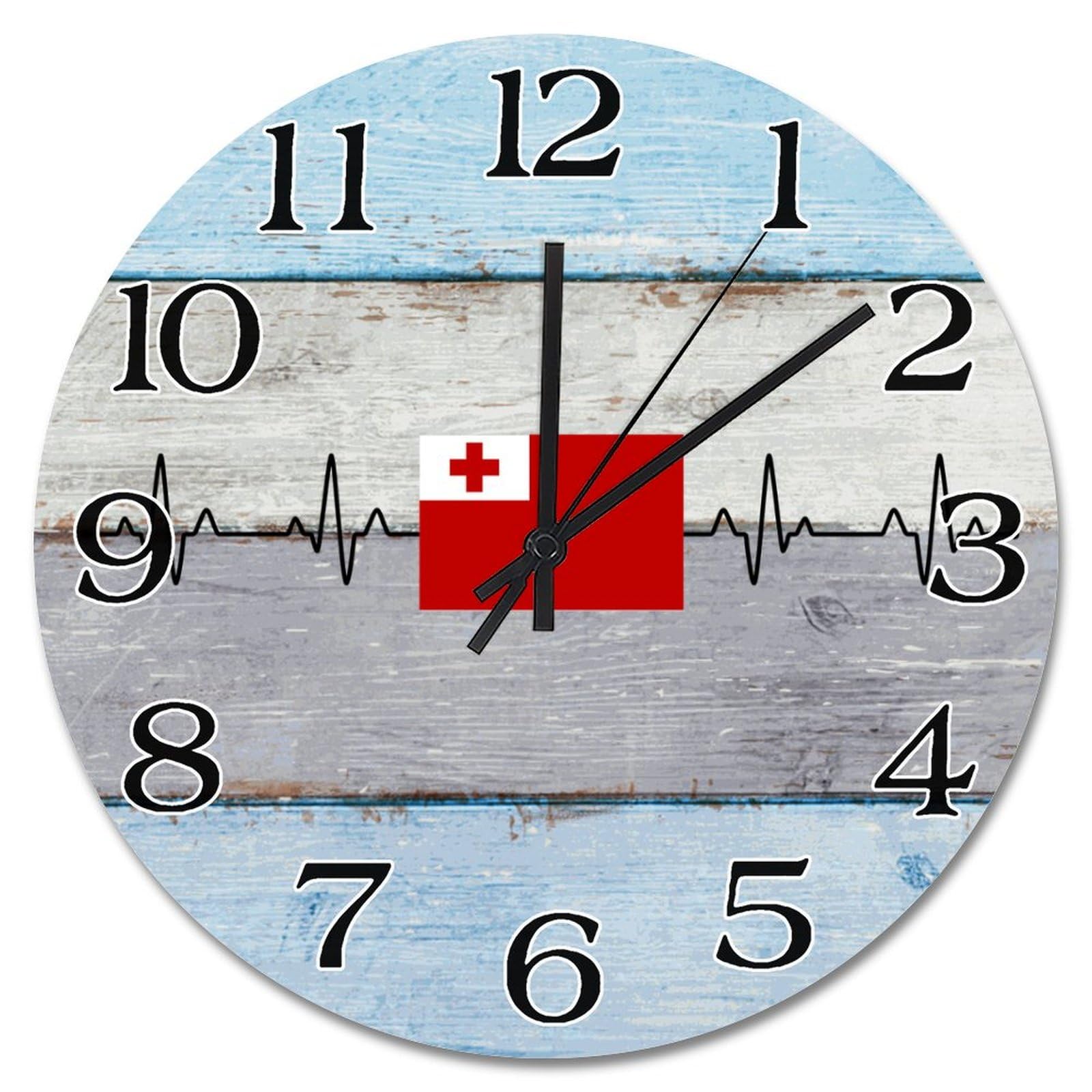 Horloge murale Tonga 25,4 cm ronde et silencieuse pour cuisine