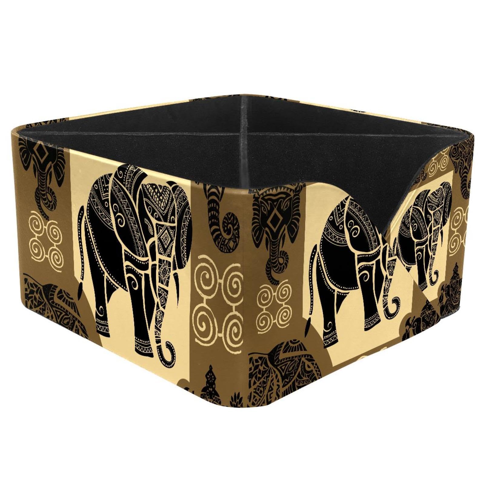 KengjuTesu African Animals Elephant Desktop Organizer Pen Holder, Rectangular Pencil Cup for Office, Study and Makeup Stations