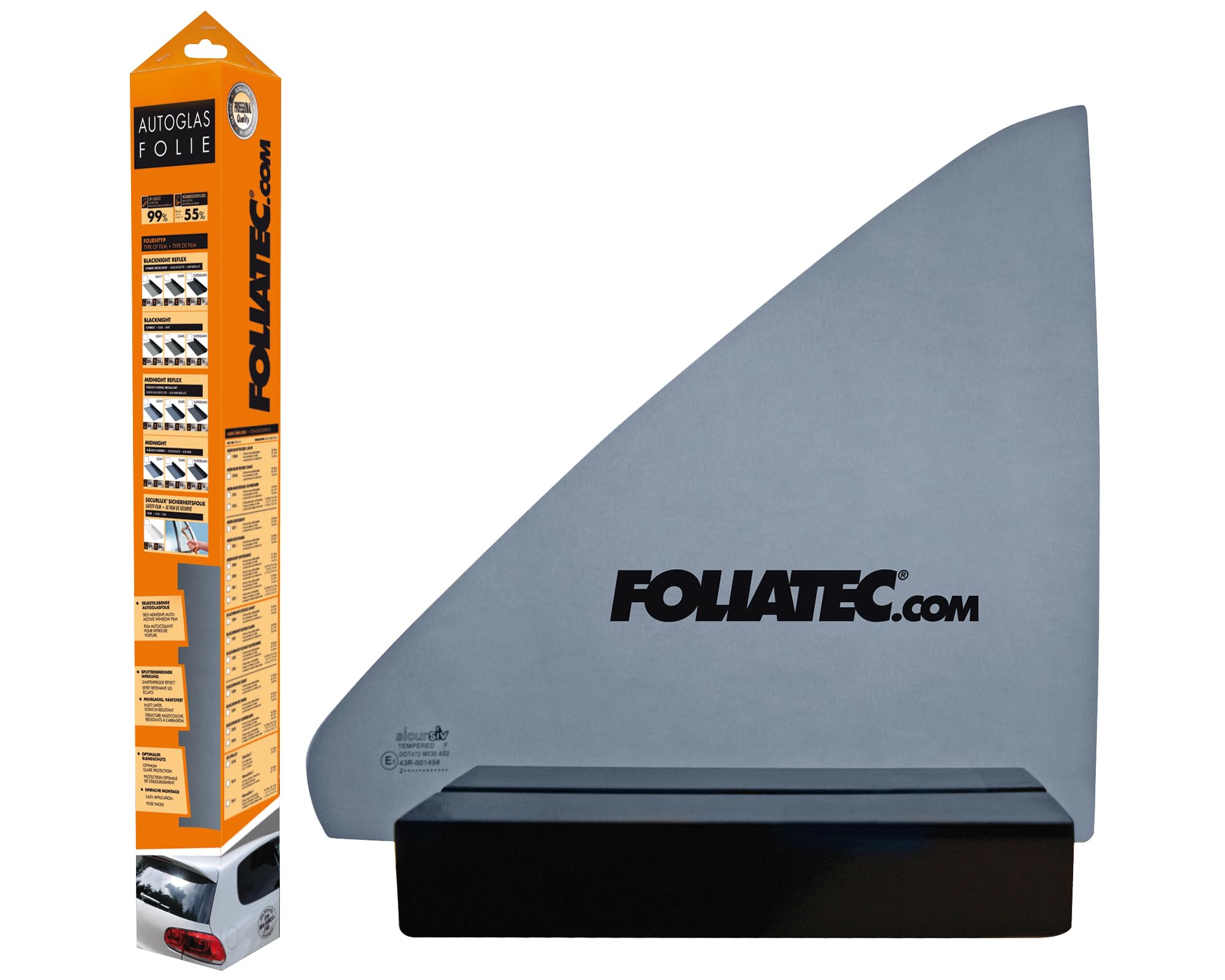 FOLIATEC Pellicola oscurante per vetri auto, MIDNIGHT Light, 51 x 400 cm + 76 x 152 cm, con documentazione, oscuramento al 65%