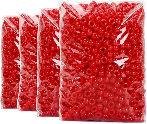 Miniatura 7 de Praisebank, 1000 cuentas de poni transparentes rojas, cuentas para hacer joyas, cuentas para manualidades, cuentas para el cabello, cuentas para