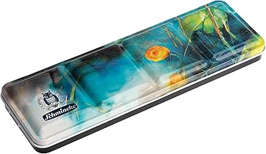 Schmincke AKADEMIE AQUARELL 75825097 Watercolour Competition Winning Print Paint Box 12 Half Bowls, Space for 12 Other Bowls, Perfect Entrance Box