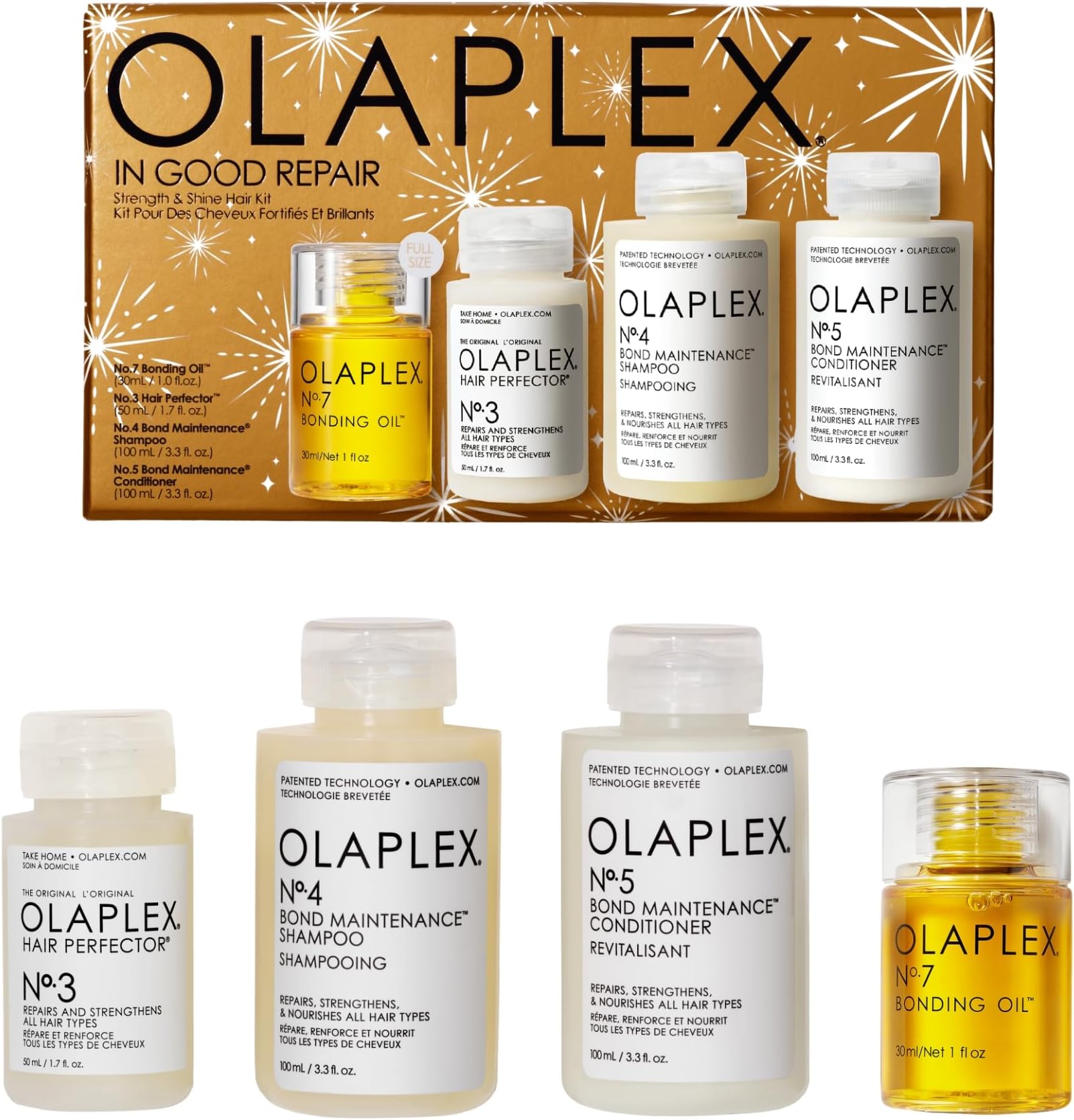 In Good Repair Hair Kit: No. 3, 4, 5, 7, Shampoo & Conditioner Set, Hydrate, & Control Frizz (72H), Bonding Oil to Shine & Protect, Perfector to Strengthen & Reverse Damage